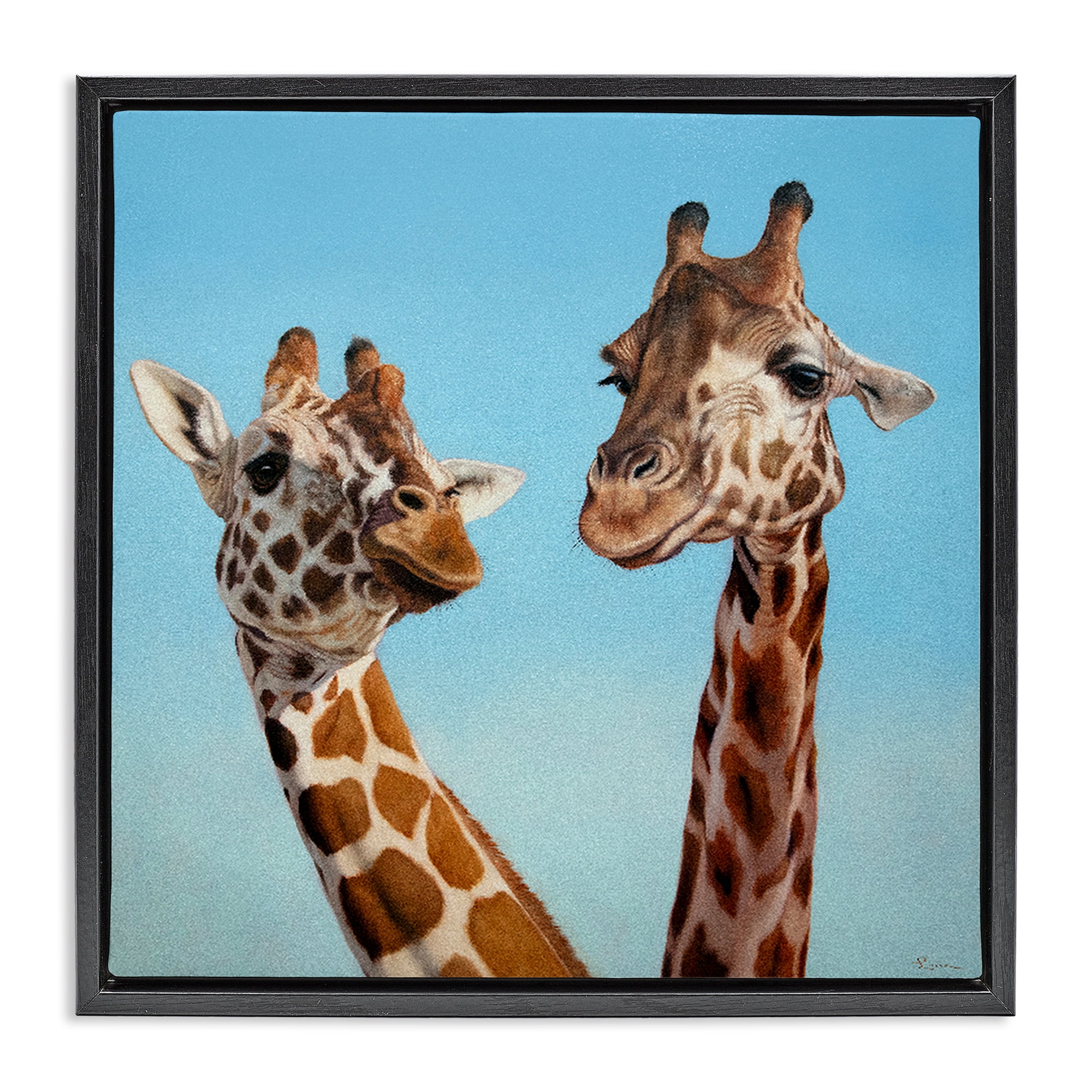 Stupell Industries Romantic Soulmate Giraffes Black Framed Floater Canvas Wall Art, design by Lucia Heffernan