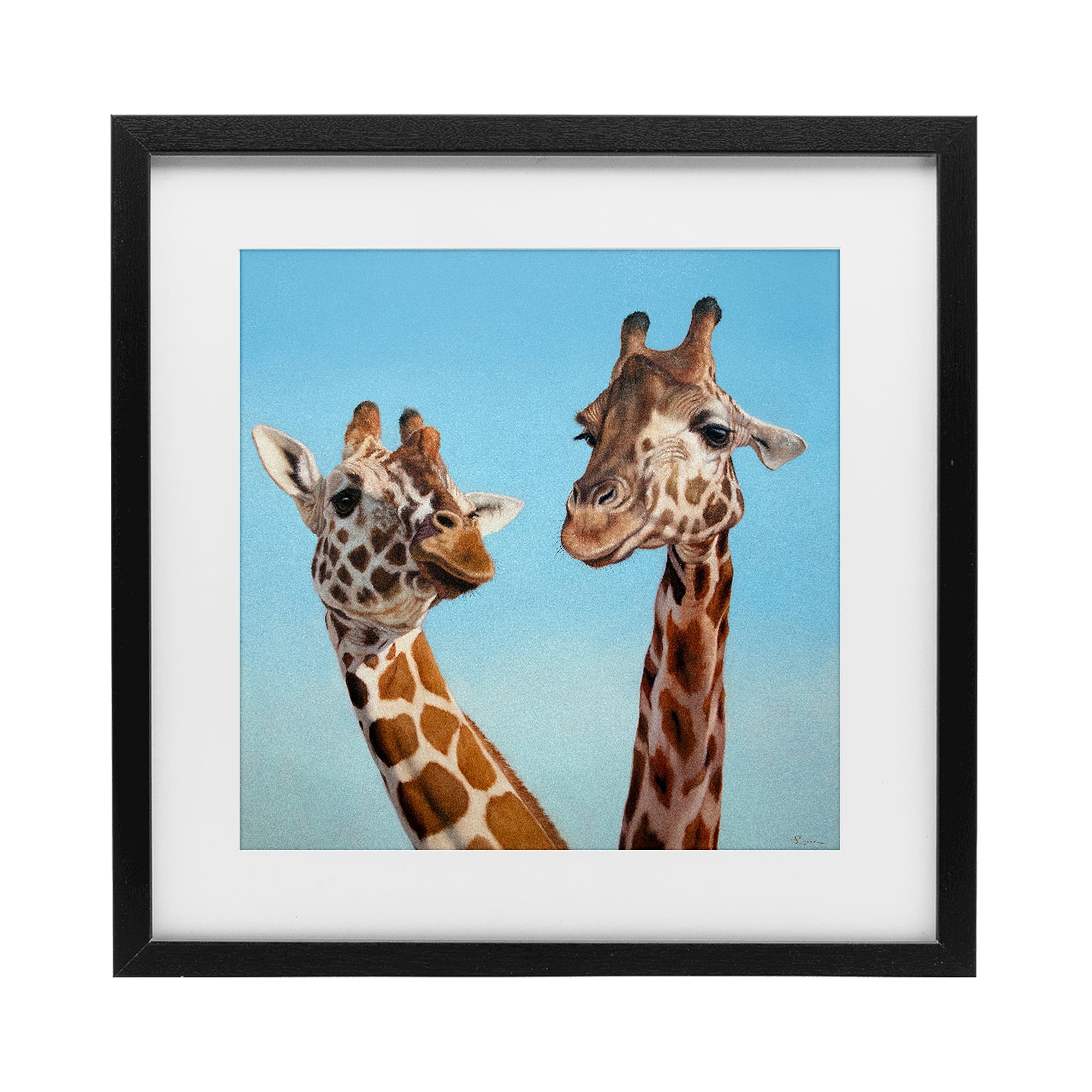 Stupell Industries Romantic Soulmate Giraffes Black Framed Print Under Glass, design by Lucia Heffernan