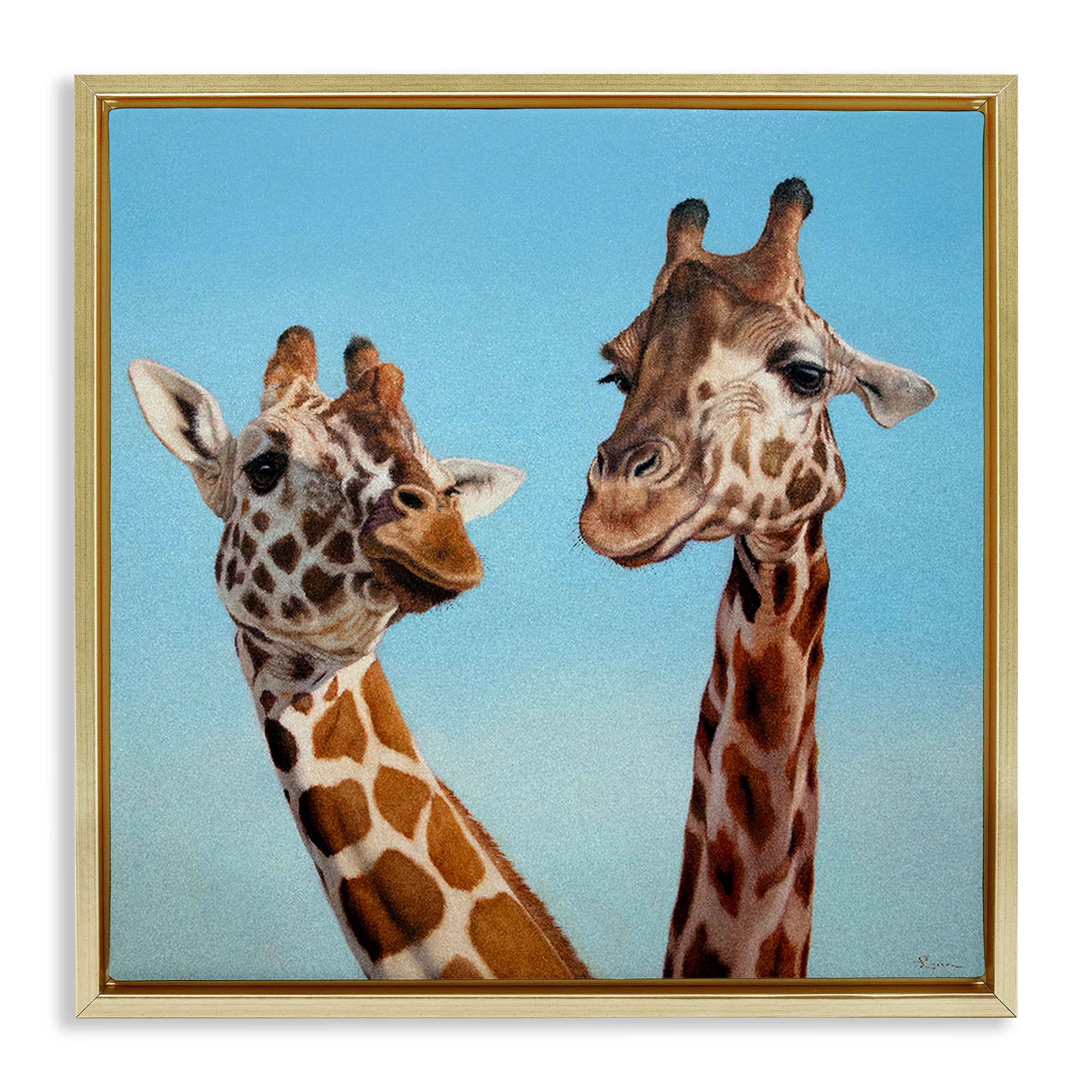 Stupell Industries Romantic Soulmate Giraffes Gold Framed Floater Canvas Wall Art, design by Lucia Heffernan