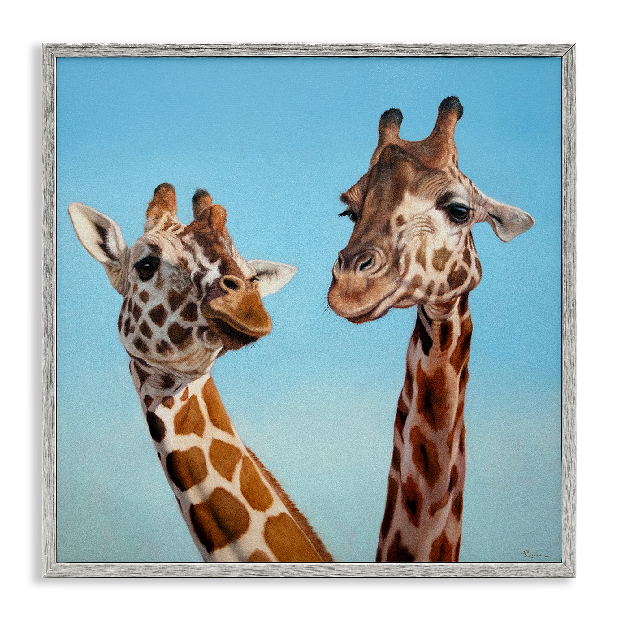Stupell Industries Romantic Soulmate Giraffes Gray Framed Giclee Art, design by Lucia Heffernan