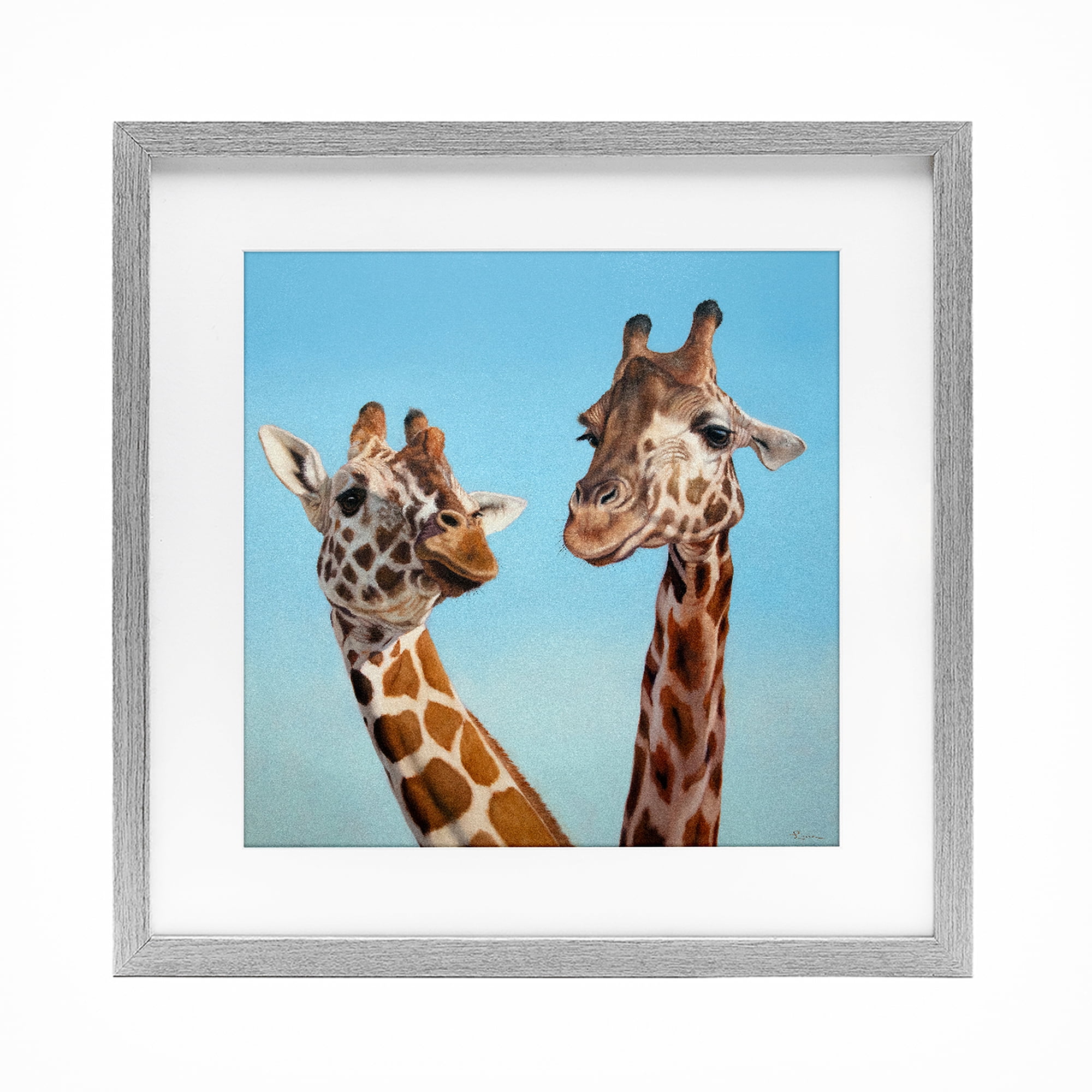 Stupell Industries Romantic Soulmate Giraffes Gray Framed Print Under Glass, design by Lucia Heffernan