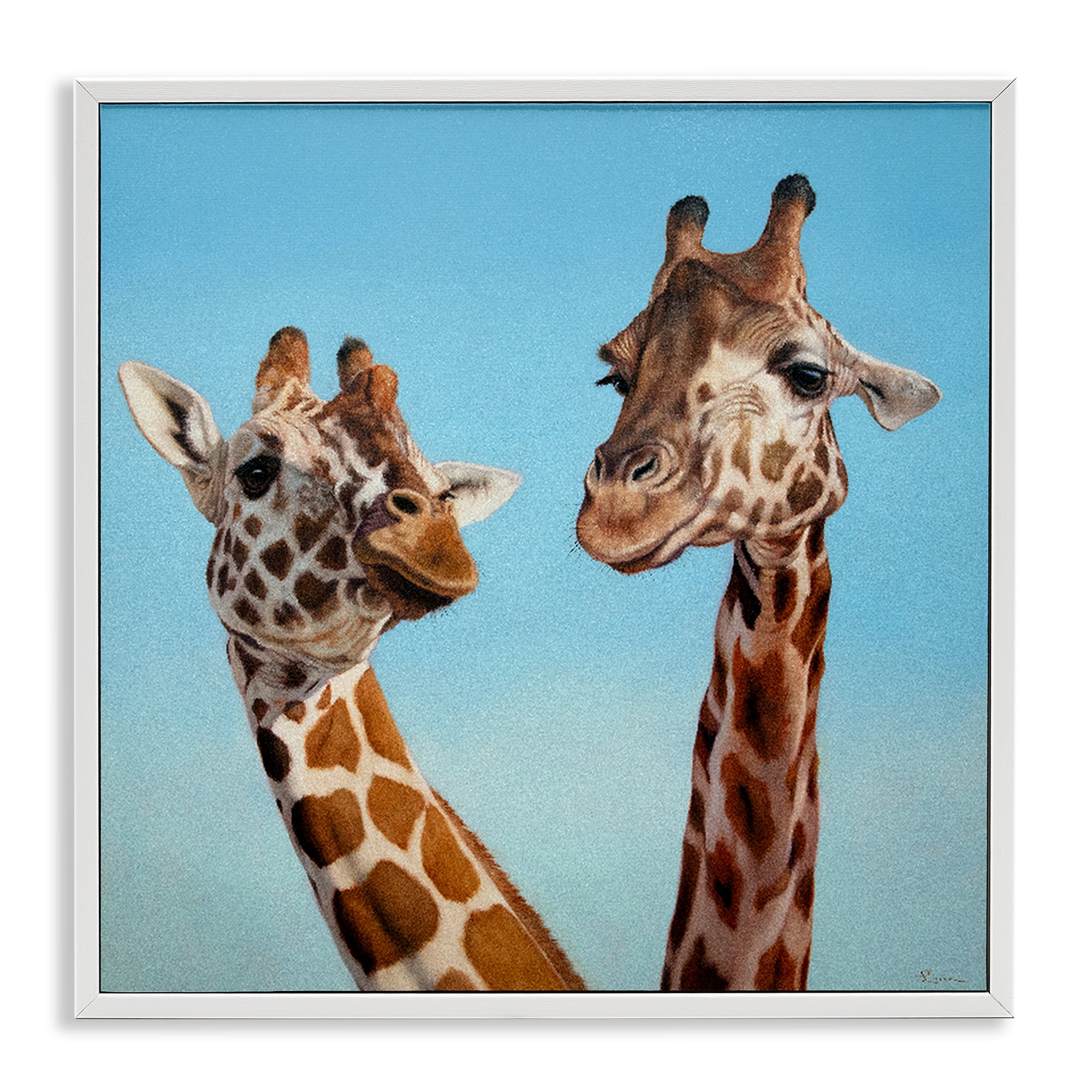 Stupell Industries Romantic Soulmate Giraffes White Framed Giclee Art, design by Lucia Heffernan