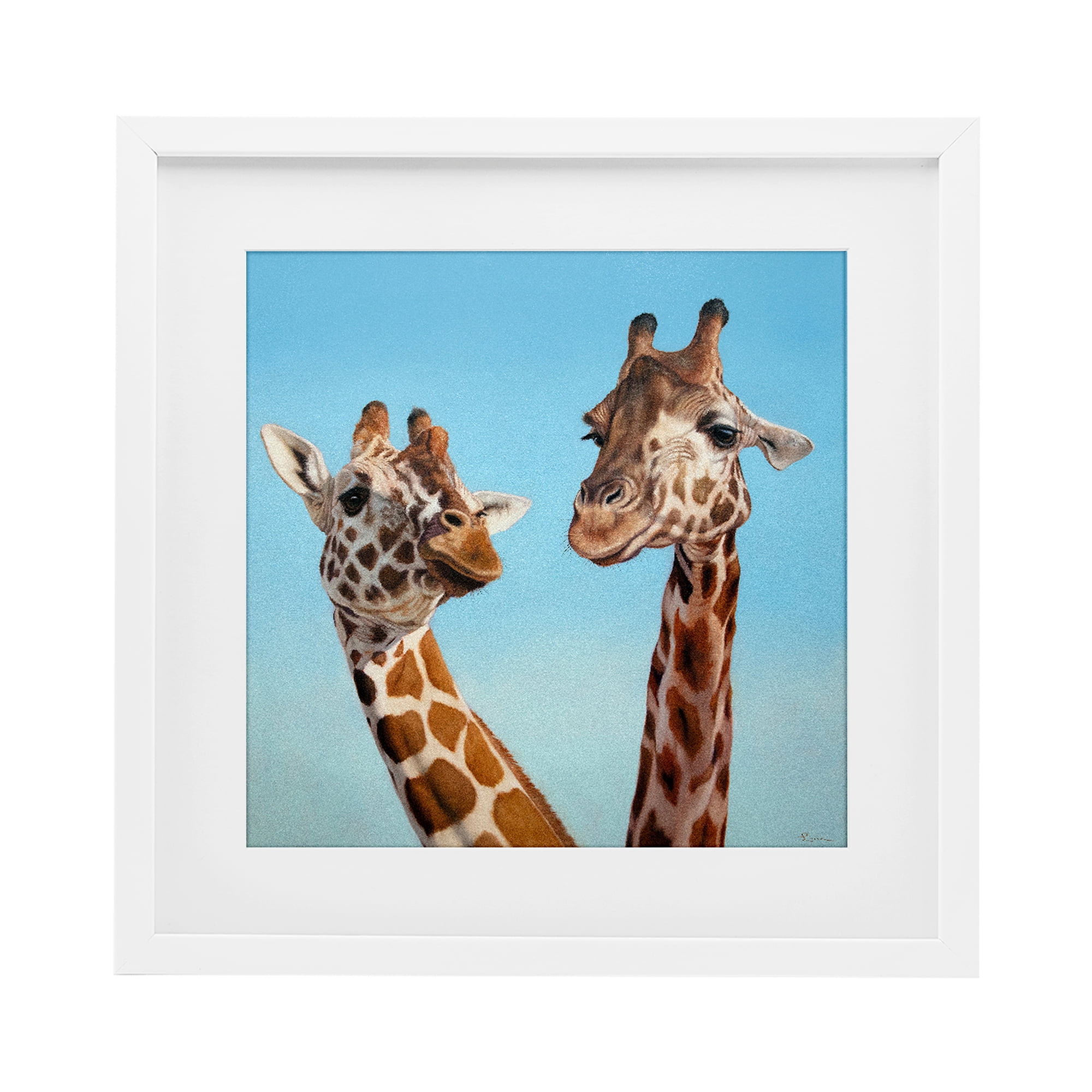Stupell Industries Romantic Soulmate Giraffes White Framed Print Under Glass, design by Lucia Heffernan