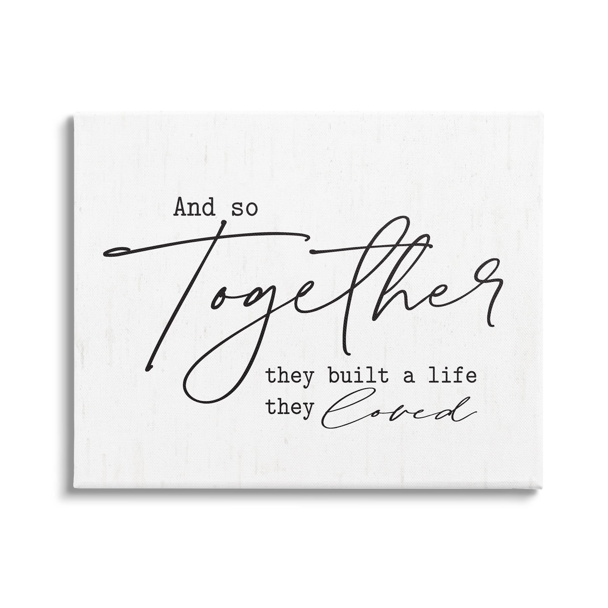 Stupell Industries Romantic Together Quote Casual Birch Pattern Calligraphy Graphic Art Gallery Wrapped Canvas Print Wall Art, Design by Lettered and Lined