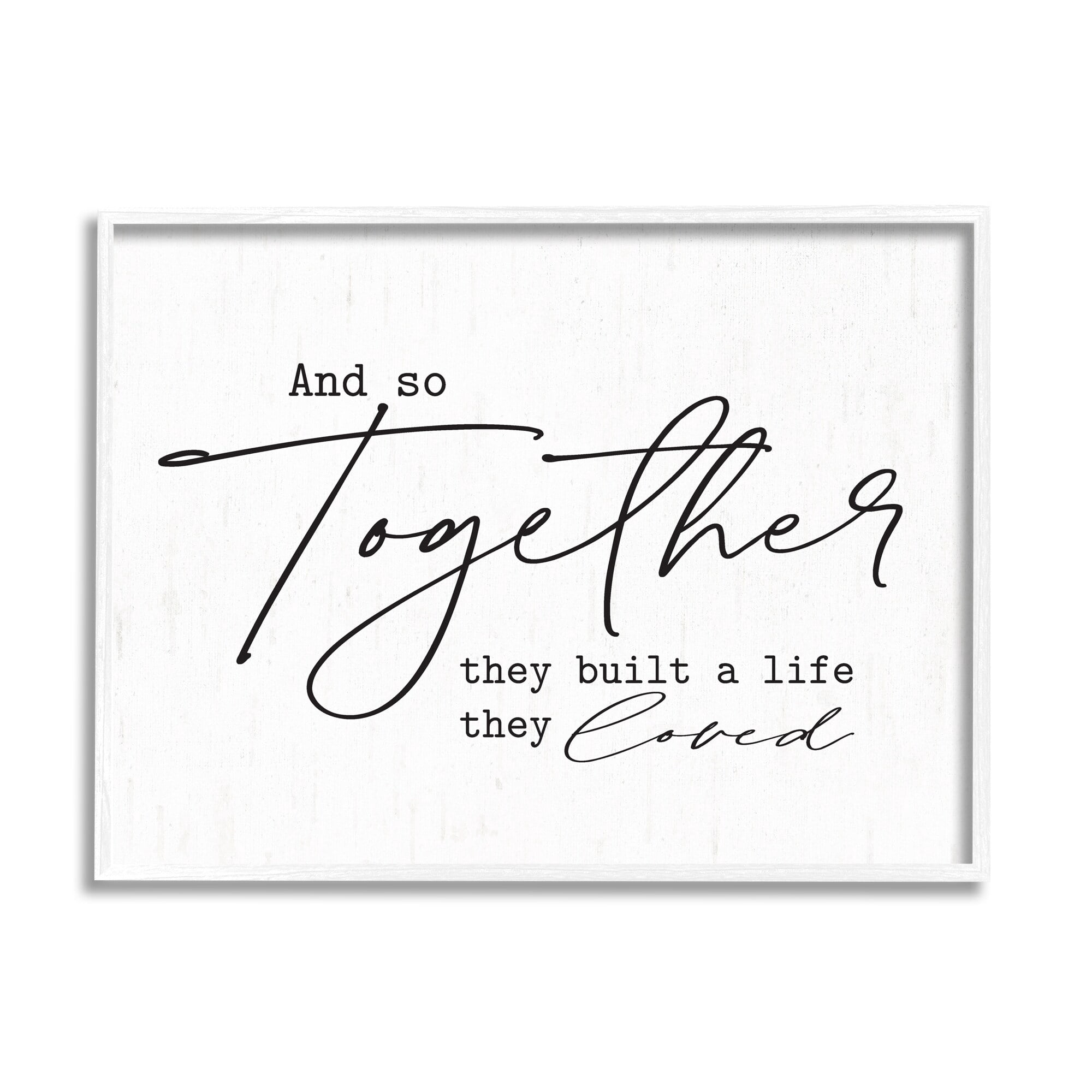 Stupell Industries Romantic Together Quote Casual Birch Pattern Calligraphy Graphic Art White Framed Art Print Wall Art, Design by Lettered and Lined
