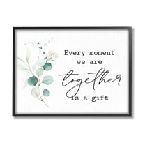 Stupell Industries Romantic Together Typography Phrase Eucalyptus Floral Blossoms Graphic Art Black Framed Art Print Wall Art, Design by Lettered and Lined