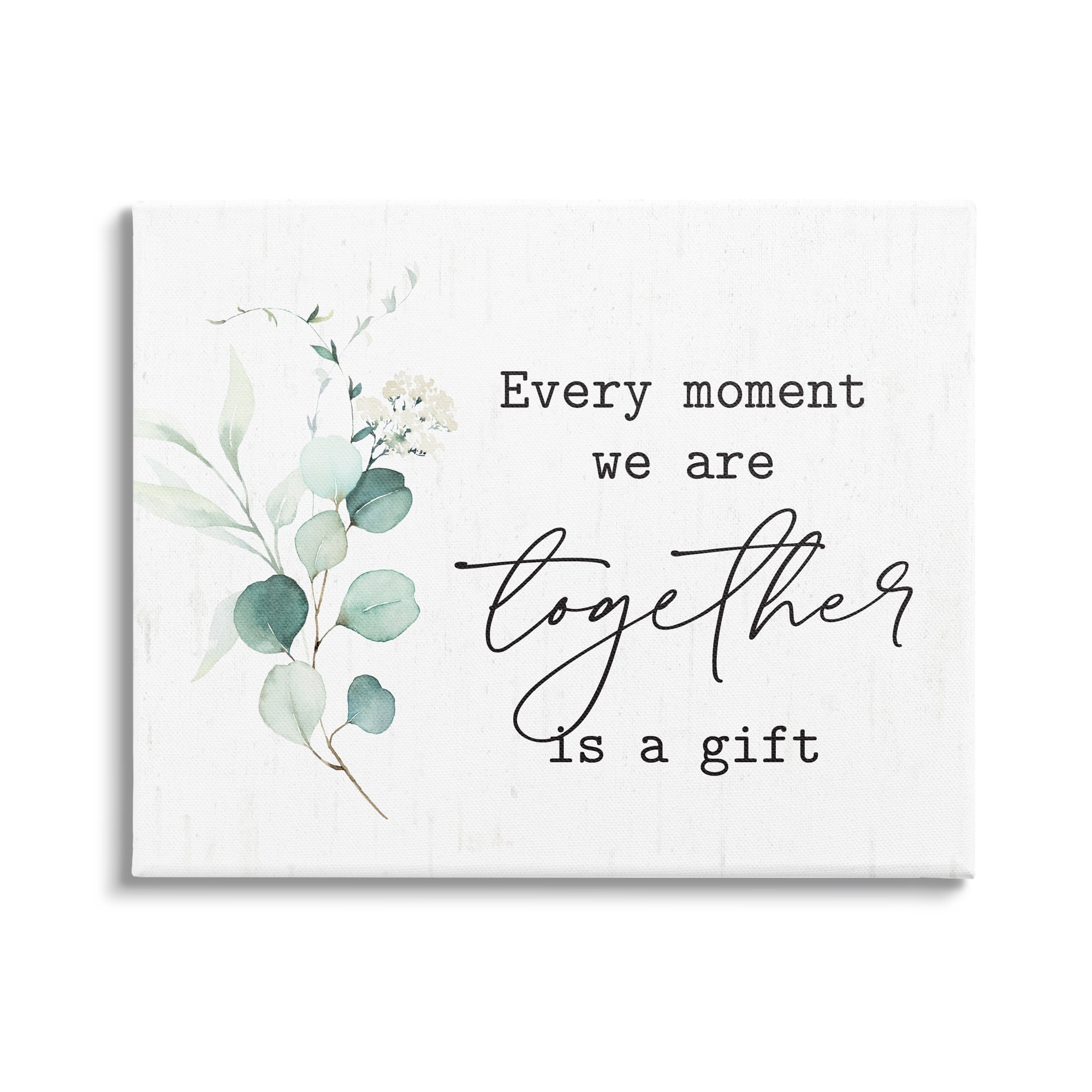Stupell Industries Romantic Together Typography Phrase Eucalyptus Floral Blossoms Graphic Art Gallery Wrapped Canvas Print Wall Art, Design by Lettered and Lined