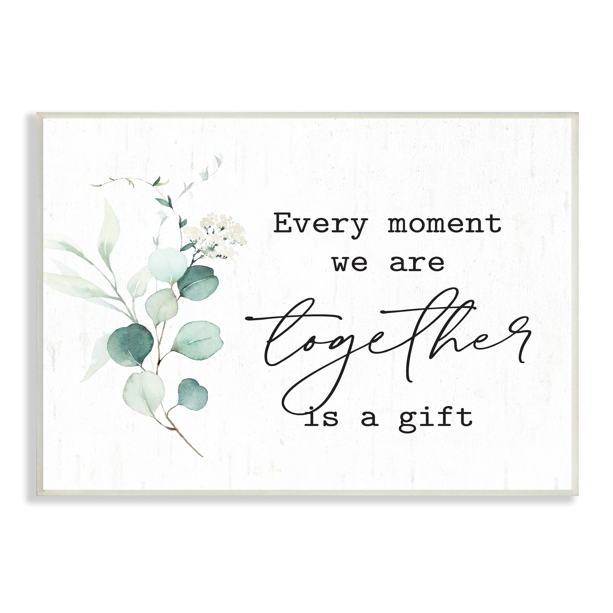 Stupell Industries Romantic Together Typography Phrase Eucalyptus Floral Blossoms Graphic Art Unframed Art Print Wall Art, Design by Lettered and Lined