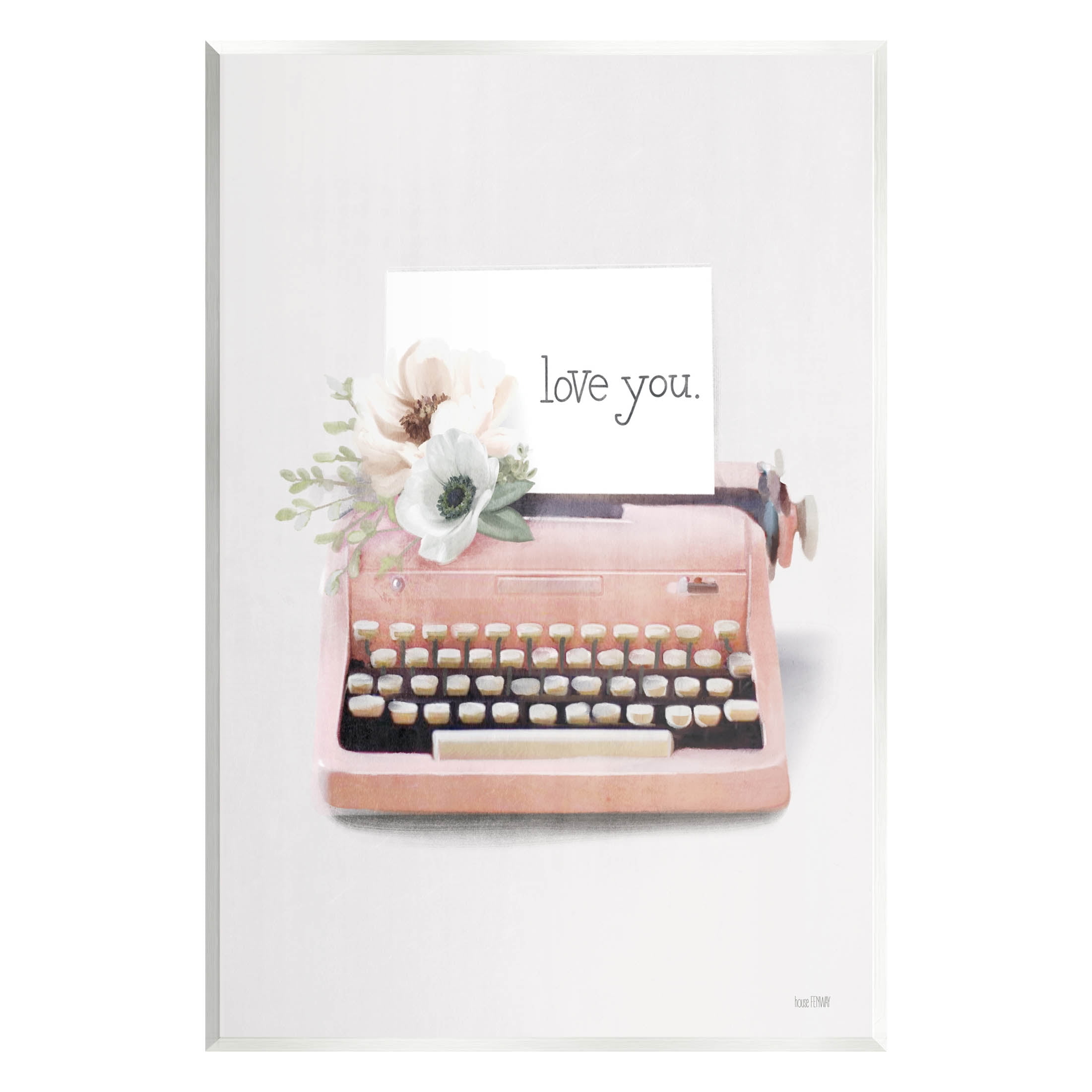 Stupell Industries Romantic Typewriter Vintage Florals Graphic Art Unframed Art Print Wall Art, Design by House Fenway