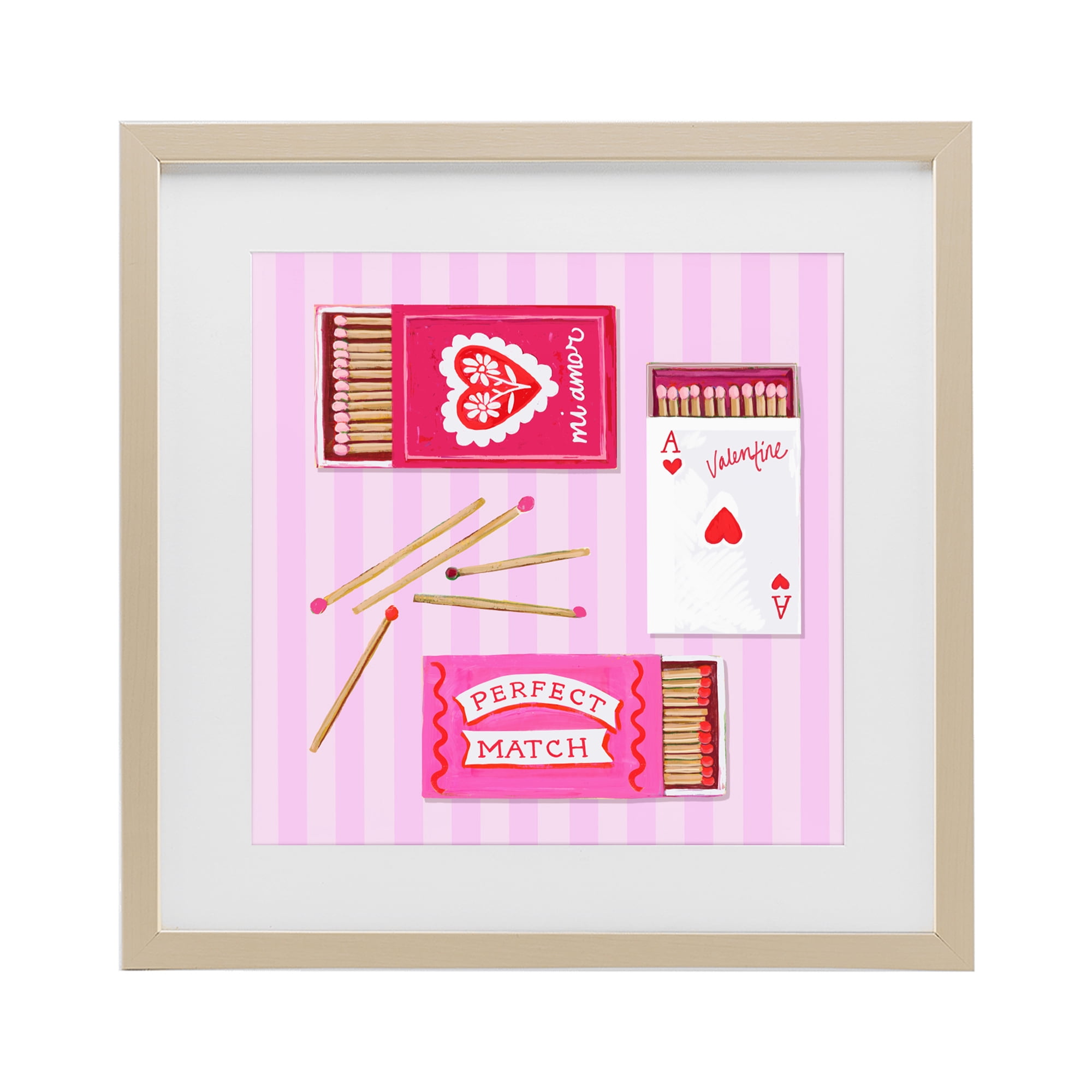Stupell Industries Romantic Valentine's Matchboxes Birch Framed Print Under Glass, design by Rachael Reese