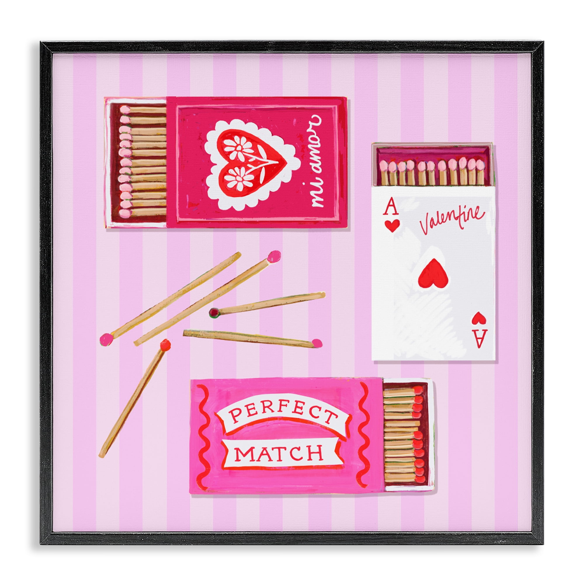 Stupell Industries Romantic Valentine's Matchboxes Black Framed Giclee Art, design by Rachael Reese