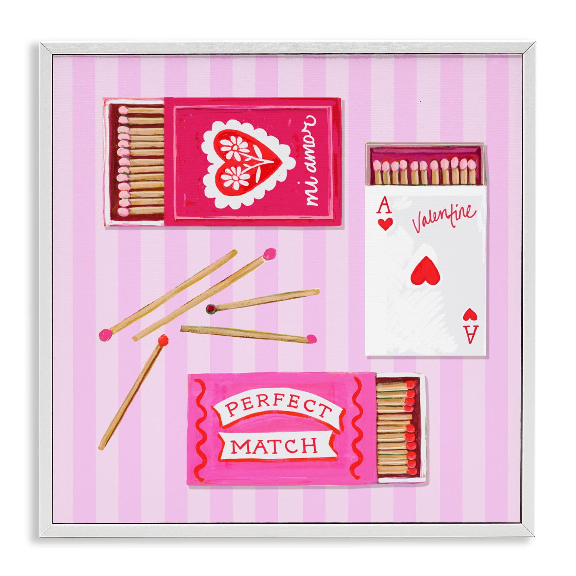 Stupell Industries Romantic Valentine's Matchboxes White Framed Giclee Art, design by Rachael Reese