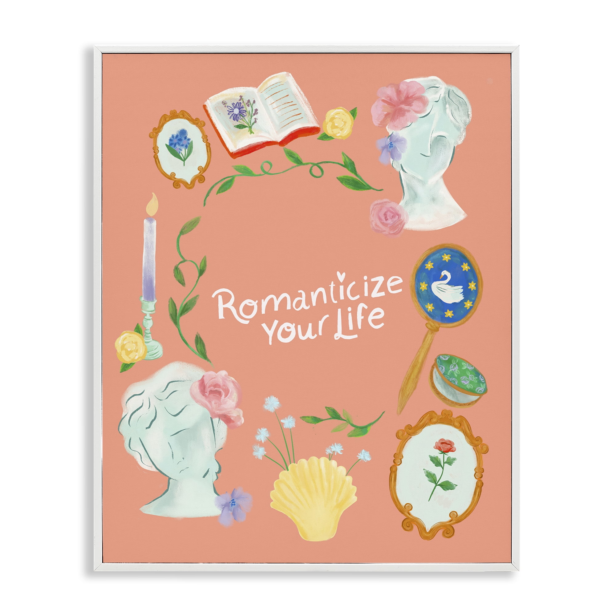 Stupell Industries Romanticize Your Life Entertainment Painting White Framed Art Print Wall Art, 16 x 20
