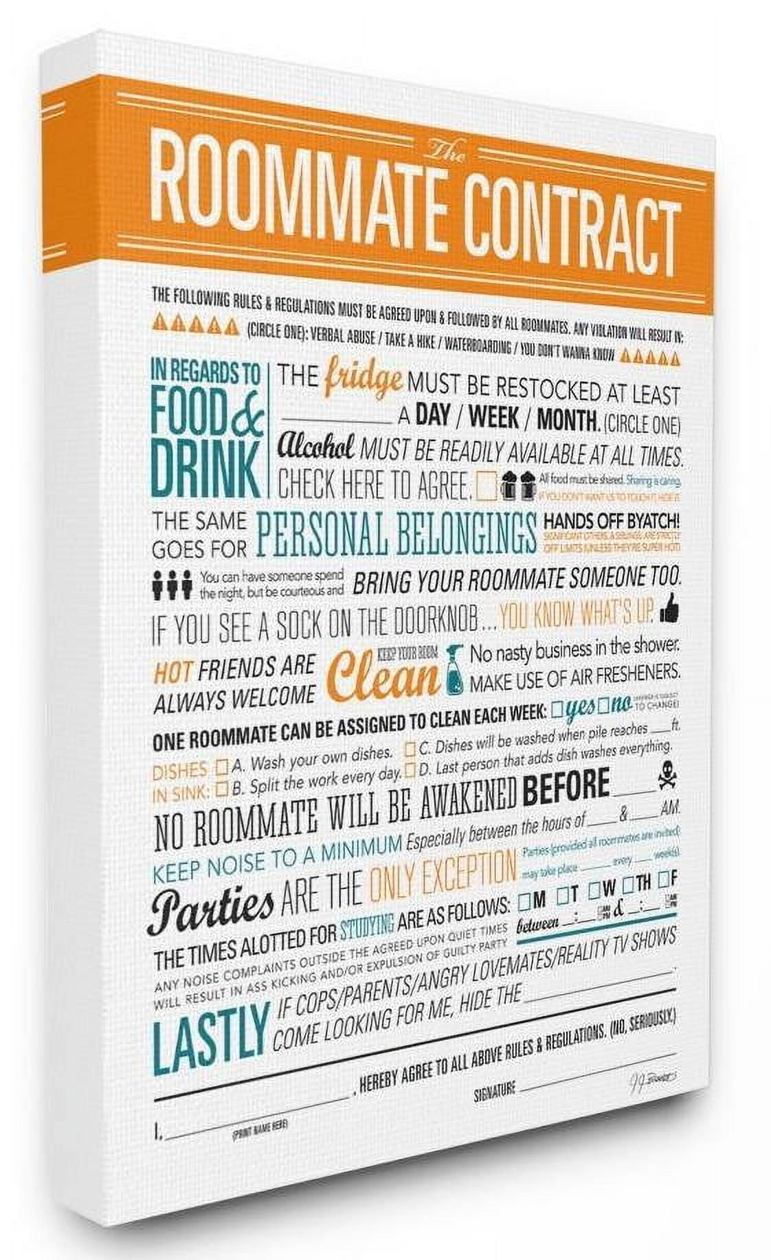 Stupell Industries Roommate Contract Funny Word Design Canvas Wall Art by Jadei Graphics