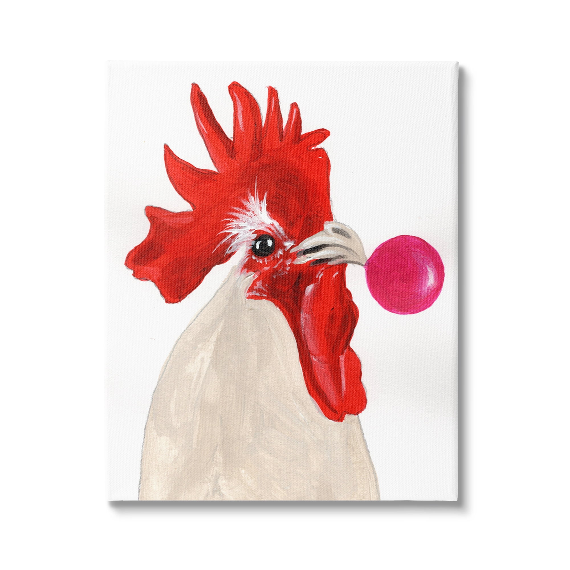 Stupell Industries Rooster Blowing Bubblegum Animals & Insects Painting Gallery Wrapped Canvas Print Wall Art, 36 x 48