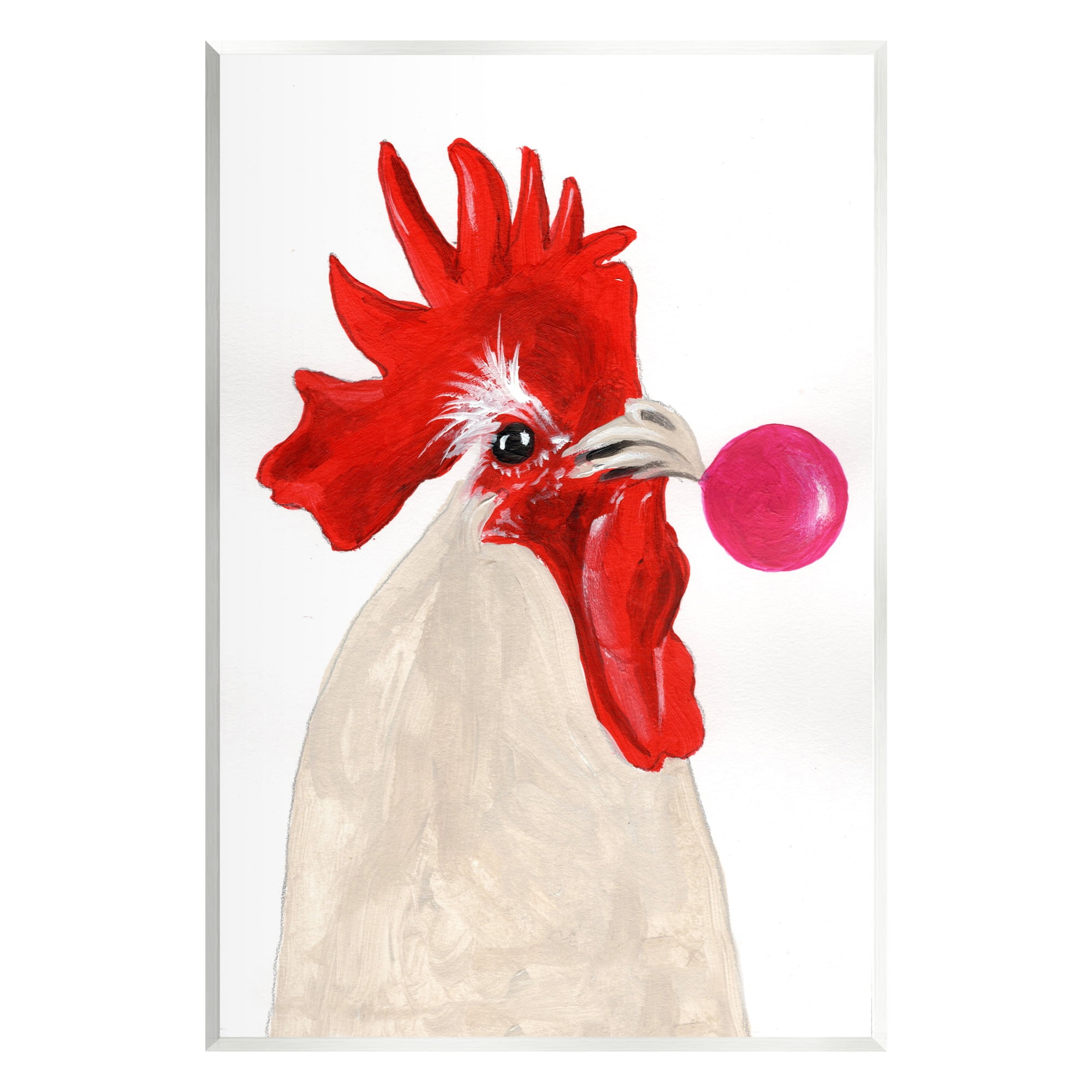 Stupell Industries Rooster Blowing Bubblegum Animals & Insects Painting Unframed Art Print Wall Art, 13 x 19