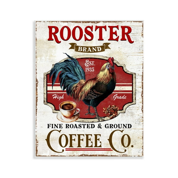 Stupell Industries Rooster Brand Coffee Co Food & Beverage Painting Unframed Art Print Wall Art, 11 x 14