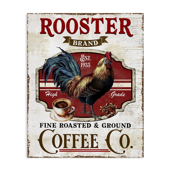 Stupell Industries Rooster Brand Coffee Co Food & Beverage Painting Wrapped Canvas Art Print Wall Art, 16 x 20