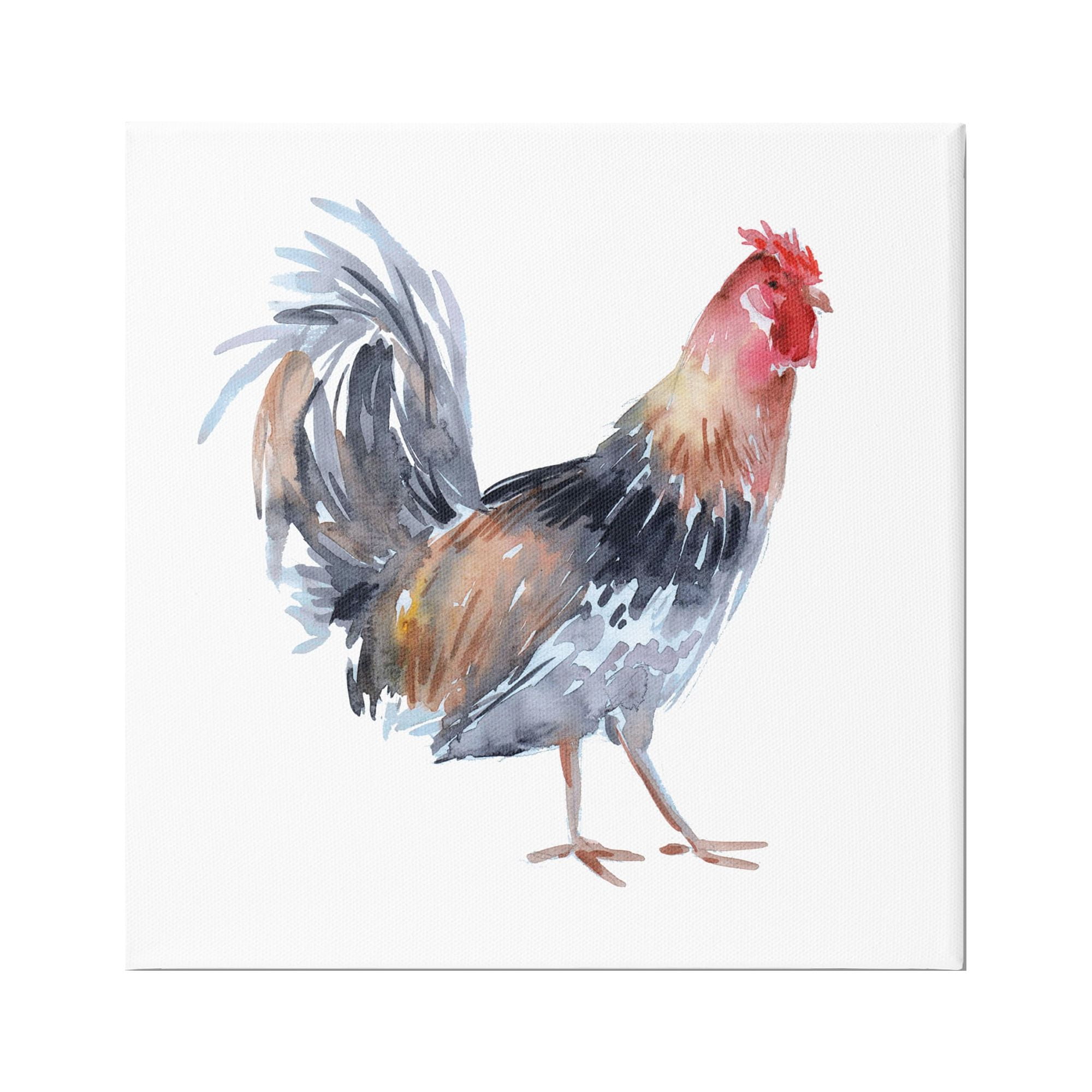 Stupell Industries Rooster Farm Animal Portrait Animals & Insects Painting Gallery Wrapped Canvas Print Wall Art, 30 x 30