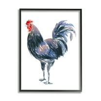 Stupell Industries Rooster Portrait on White Animals & Insects Painting Black Framed Art Print Wall Art, 11 x 14