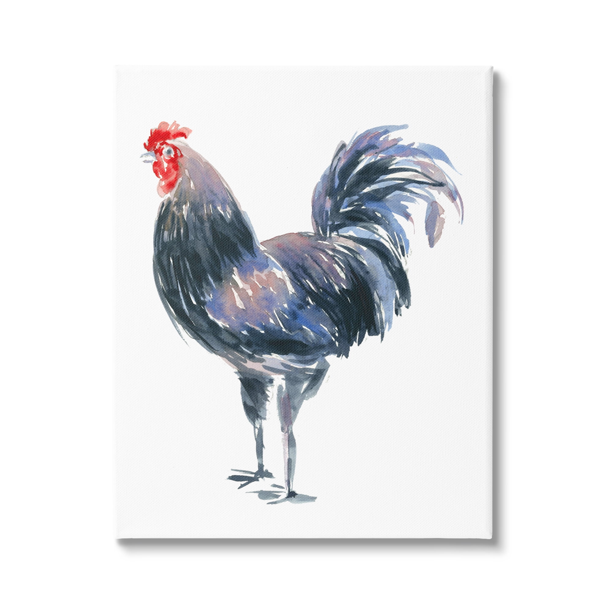 Stupell Industries Rooster Portrait on White Animals & Insects Painting Gallery Wrapped Canvas Print Wall Art, 16 x 20