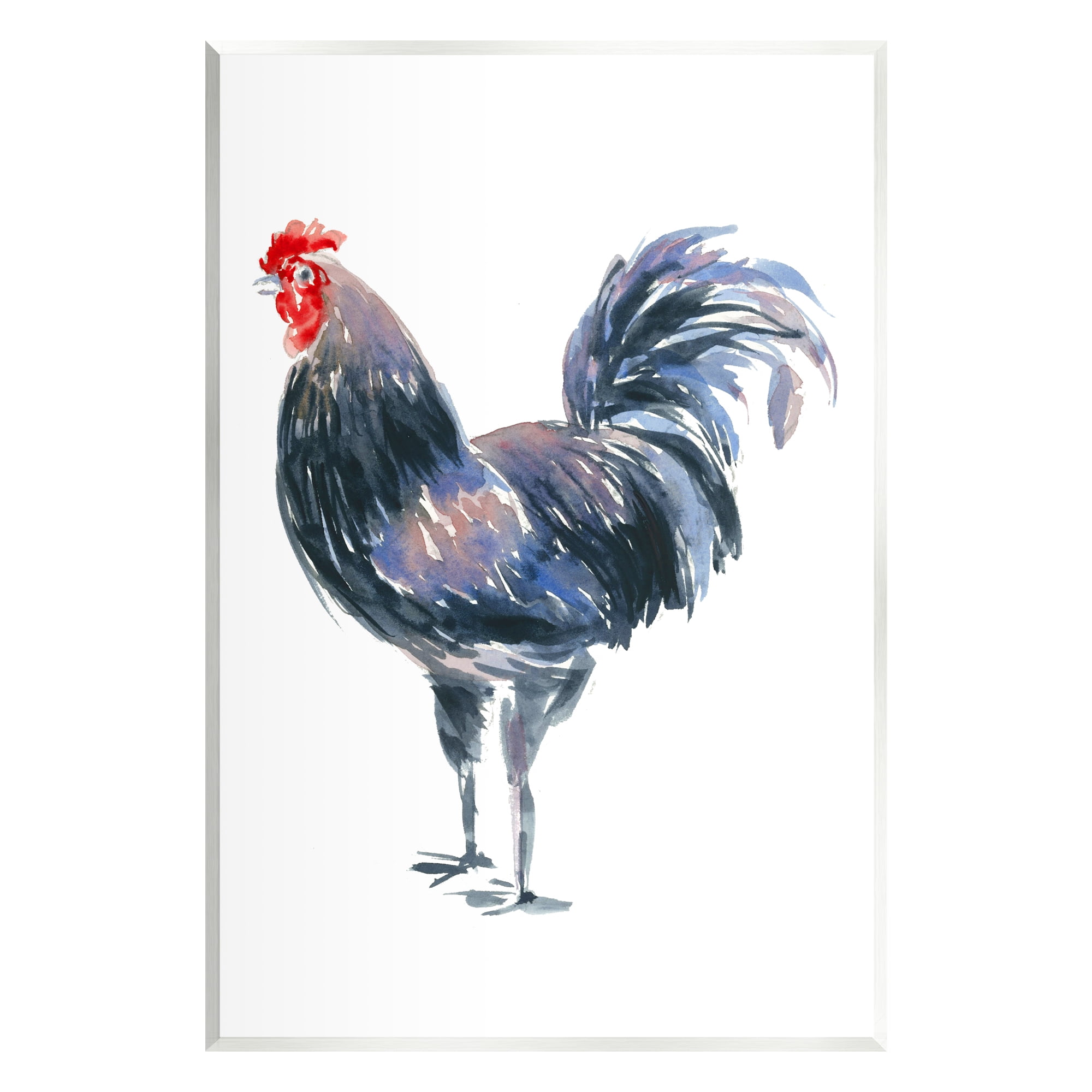 Stupell Industries Rooster Portrait on White Animals & Insects Painting Unframed Art Print Wall Art, 13 x 19
