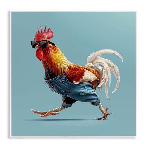 Stupell Industries Rooster Run with Sunglasses Wall Plaque Art design by Jim Baldwin, 12 x 12