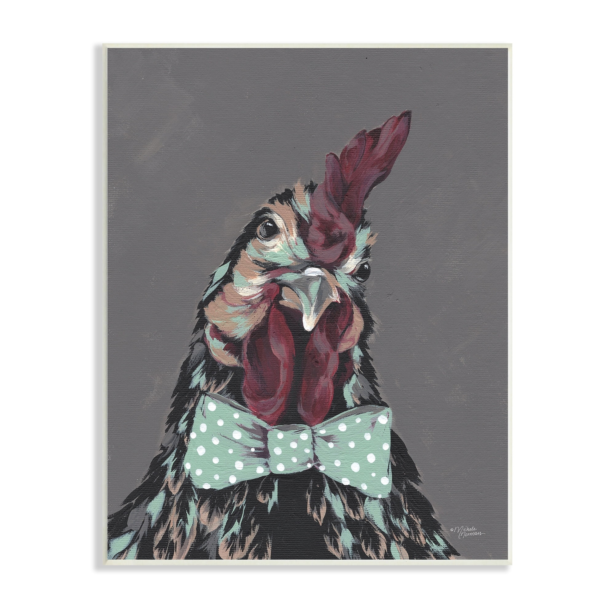 Stupell Industries Rooster Sire Exotic Farm Animal Polka Dot Bowtie,13 x 19, Design by Michele Norman