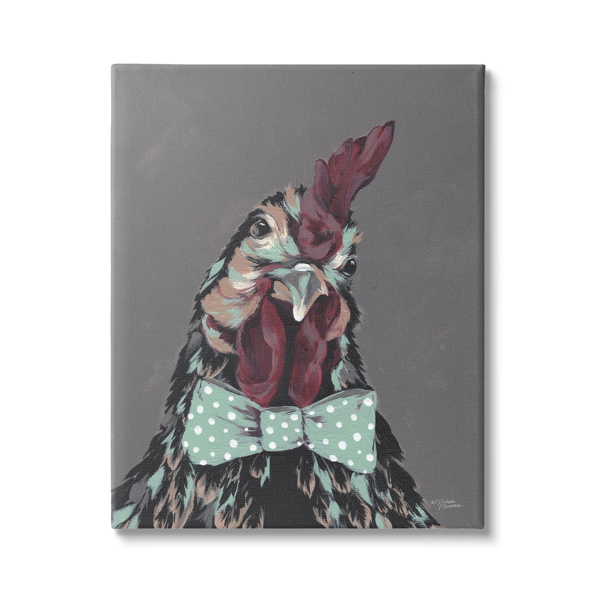 Stupell Industries Rooster Sire Exotic Farm Animal Polka Dot Bowtie,16 x 20, Design by Michele Norman