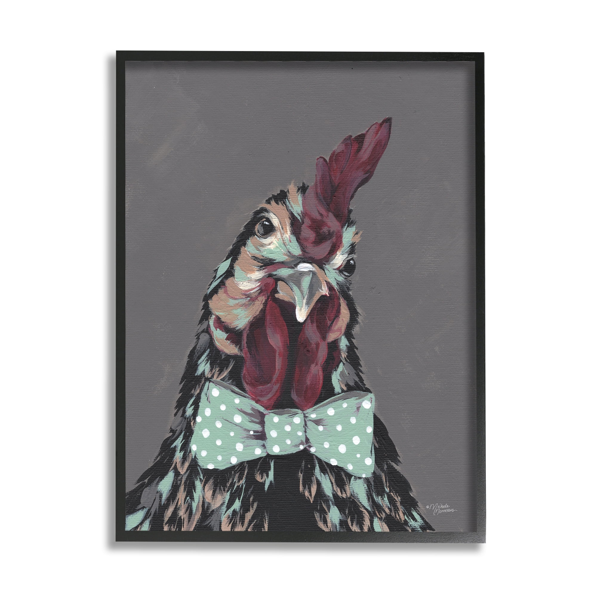 Stupell Industries Rooster Sire Exotic Farm Animal Polka Dot Bowtie,24 x 30, Design by Michele Norman