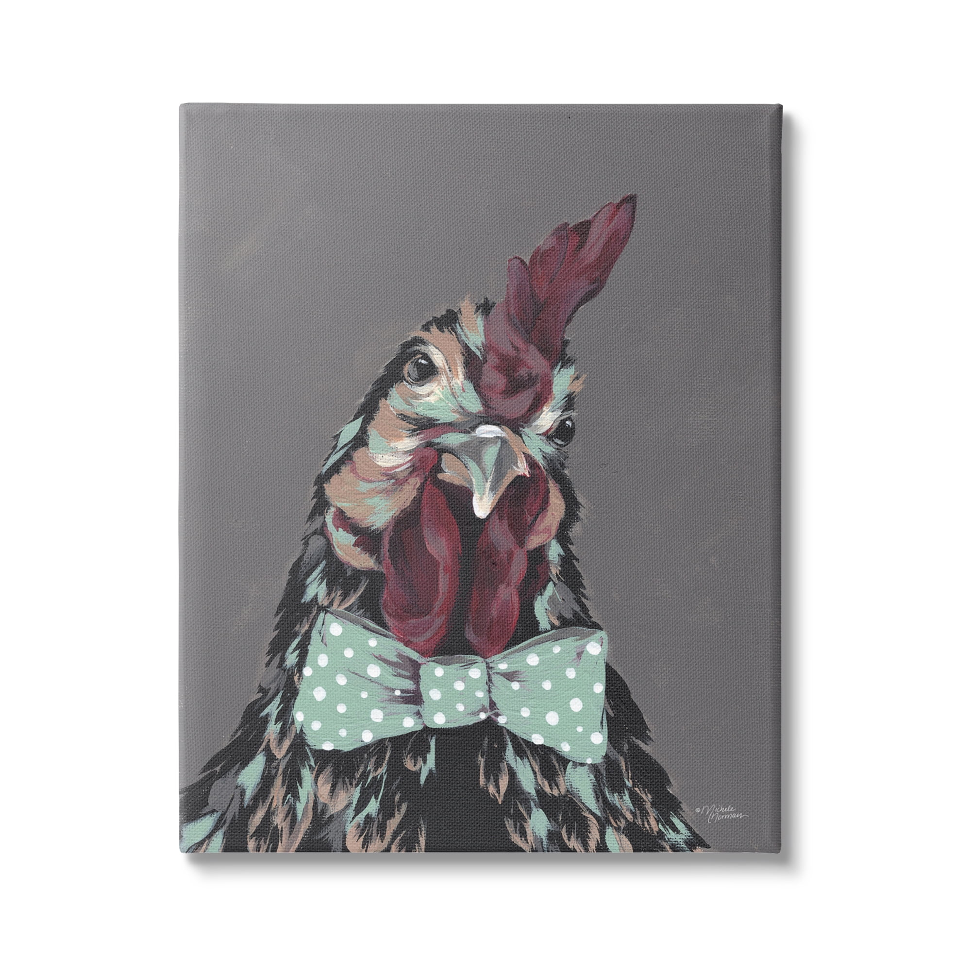 Stupell Industries Rooster Sire Exotic Farm Animal Polka Dot Bowtie,36 x 48, Design by Michele Norman
