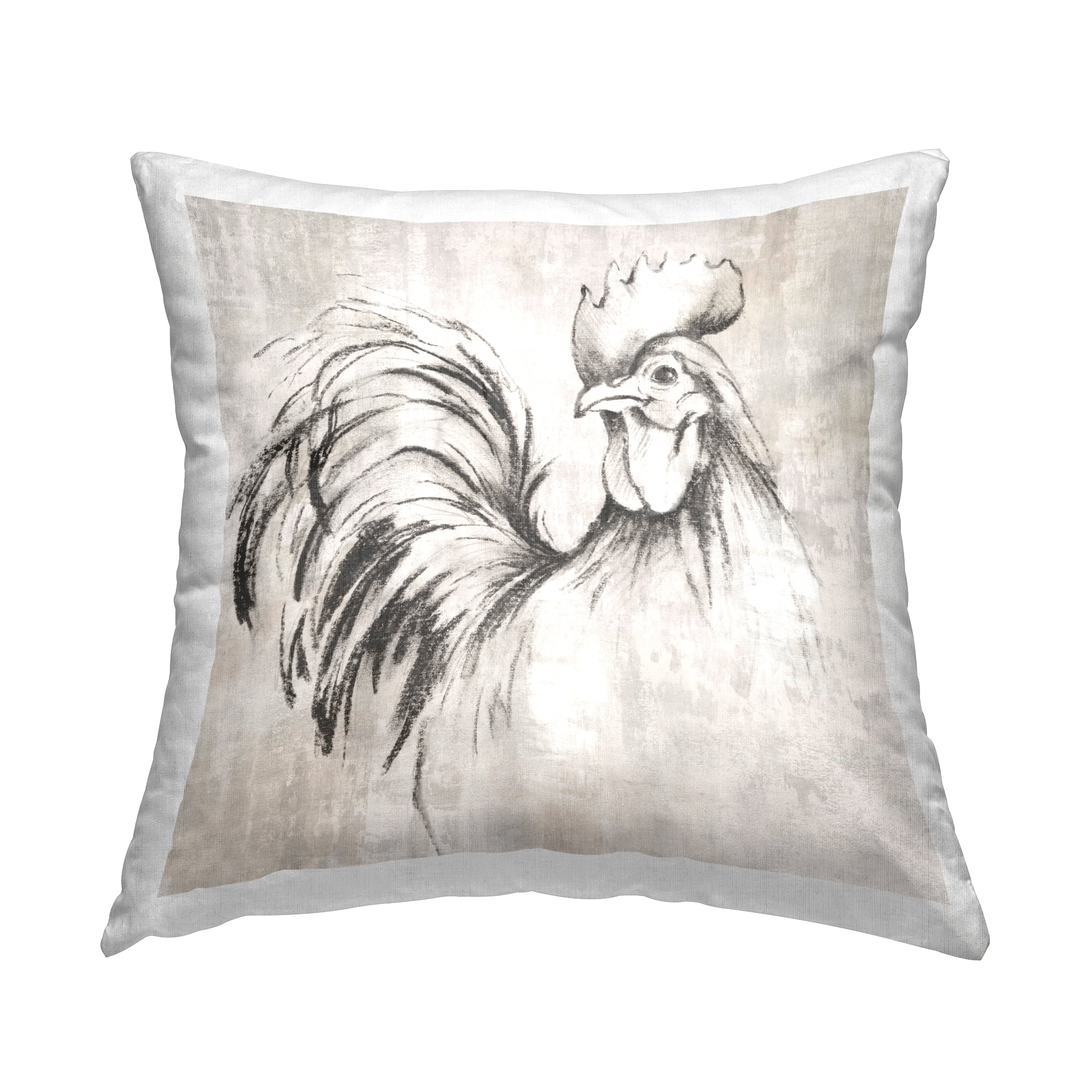 Stupell Industries Rooster Sketch Impression Decorative Printed Throw Pillow Design by Eli Jones.