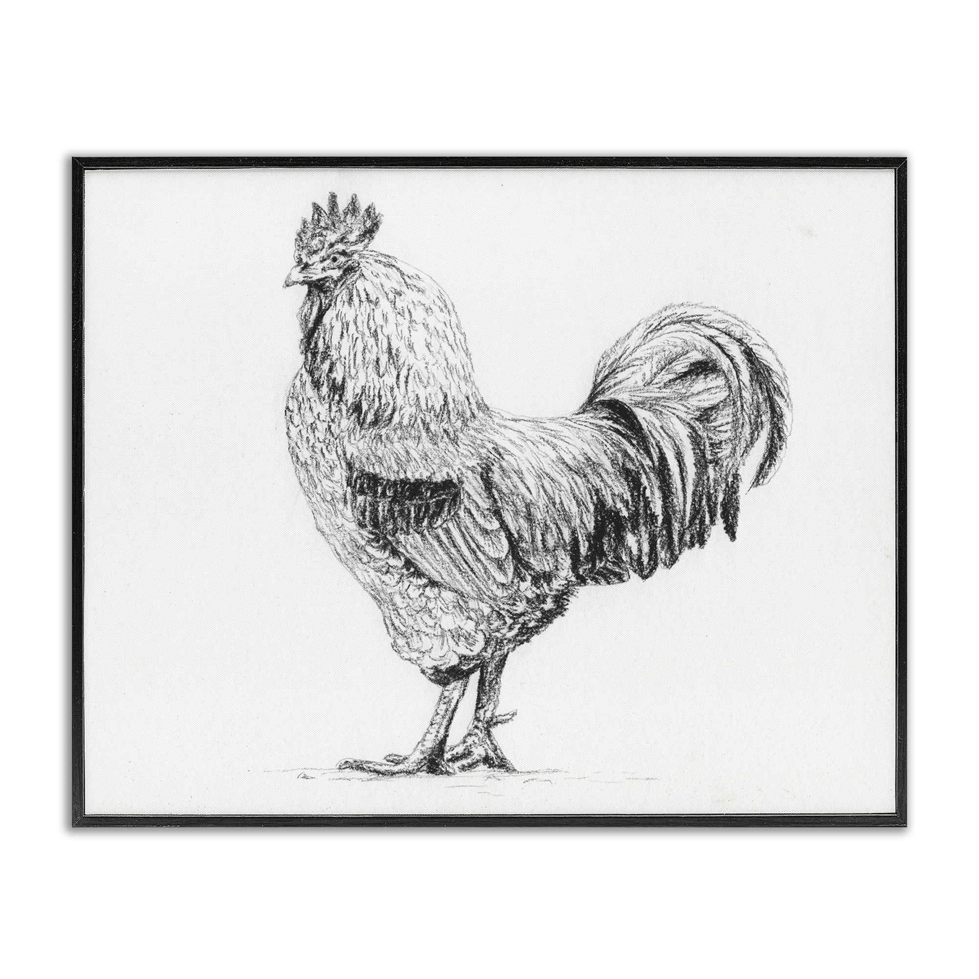 Stupell Industries Rooster in Charcoal Black Framed Giclee Art, design by Leah Noel Art