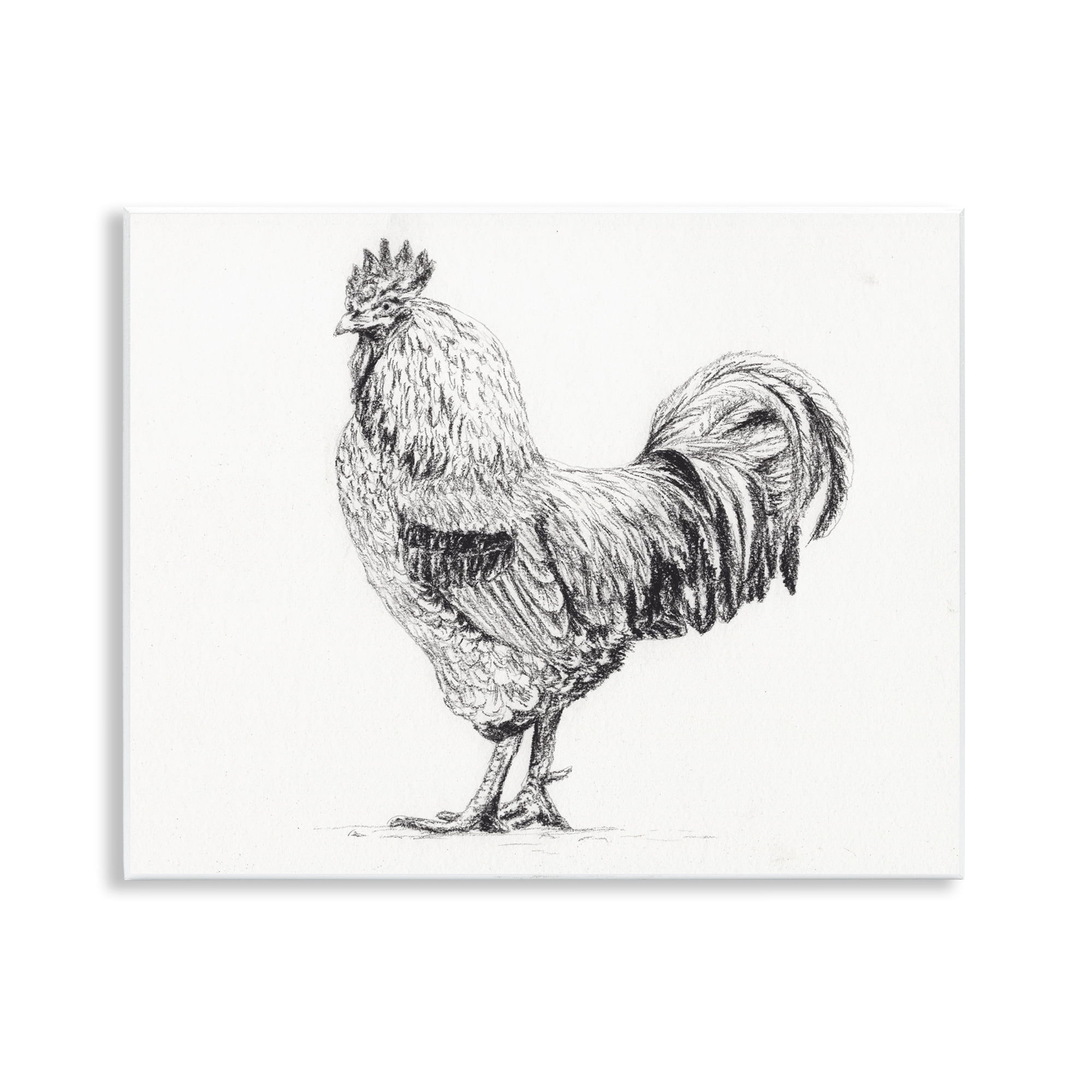 Stupell Industries Rooster in Charcoal Wall Plaque Art, design by Leah Noel Art