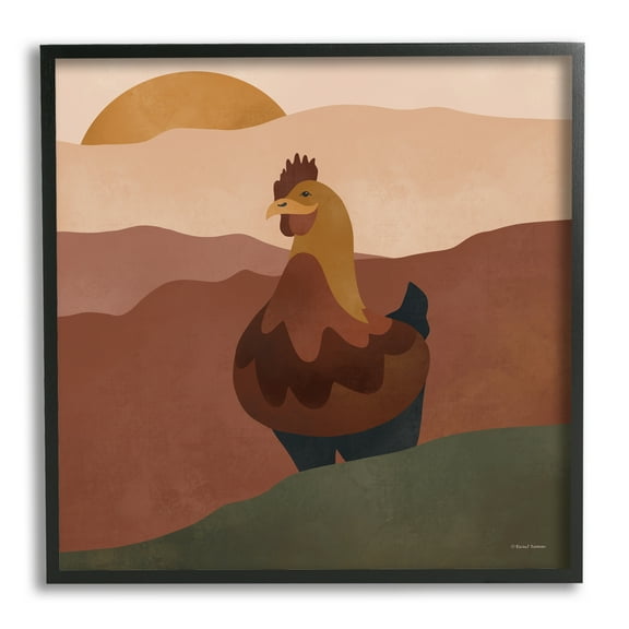 Stupell Industries Rooster in Nature Animals & Insects Painting Black Framed Art Print Wall Art, 12 x 12