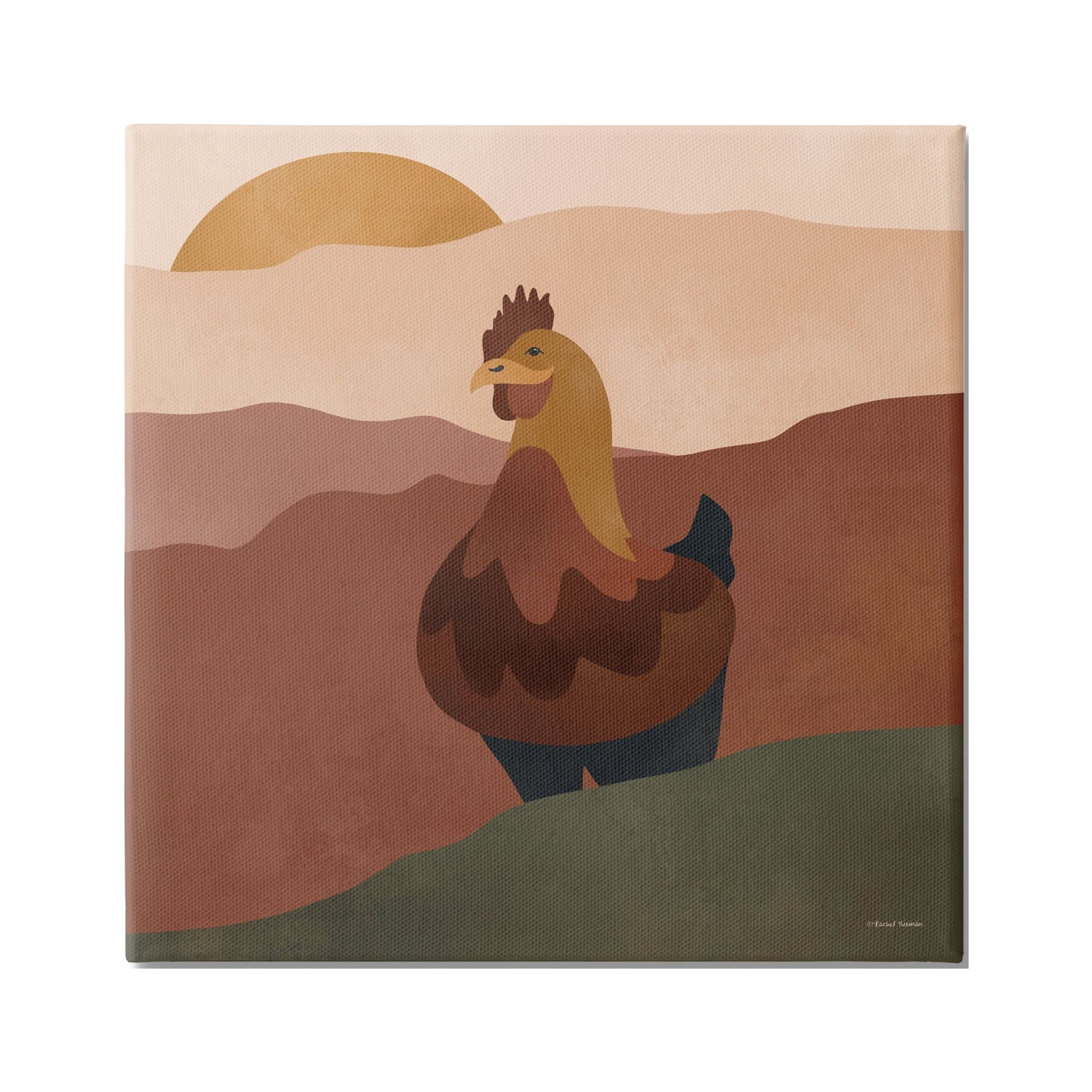 Stupell Industries Rooster in Nature Animals & Insects Painting Gallery Wrapped Canvas Art Print Wall Art, 17 x 17