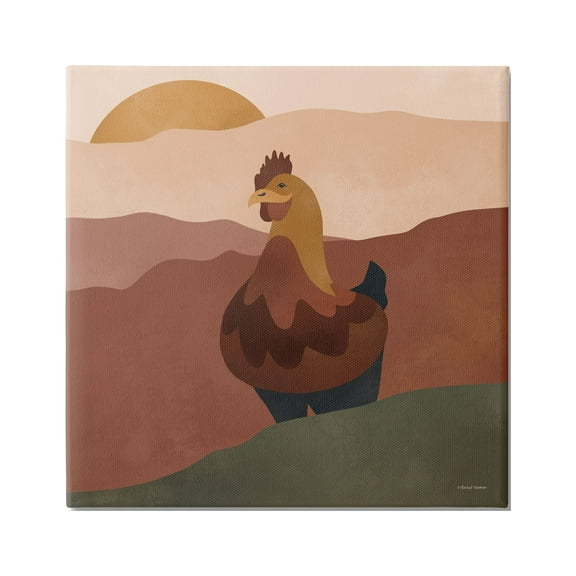 Stupell Industries Rooster in Nature Animals & Insects Painting Gallery Wrapped Canvas Art Print Wall Art, 17 x 17
