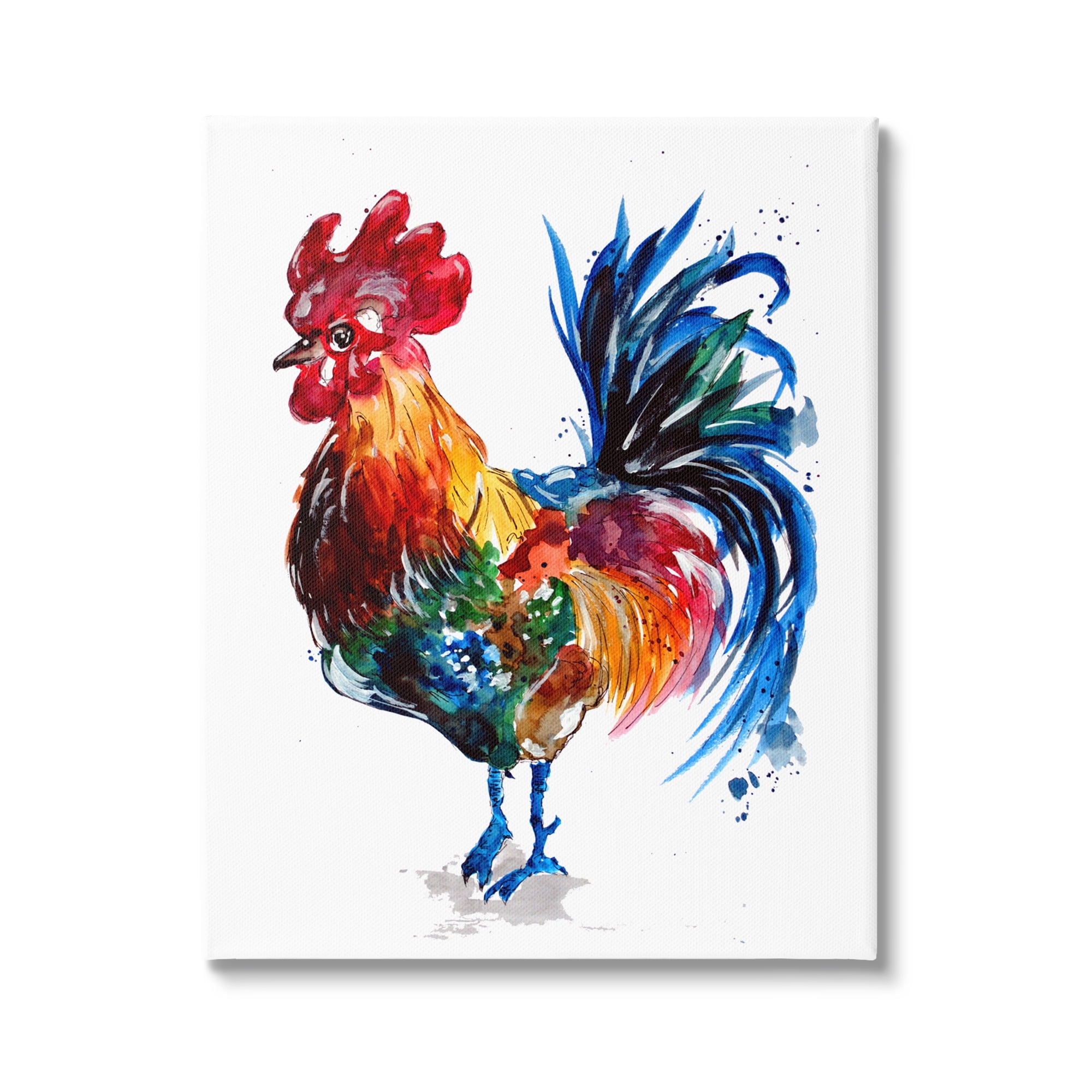 Stupell Industries Rooster with Modern Splash Animals & Insects Painting Gallery Wrapped Canvas Print Wall Art, 30 x 40