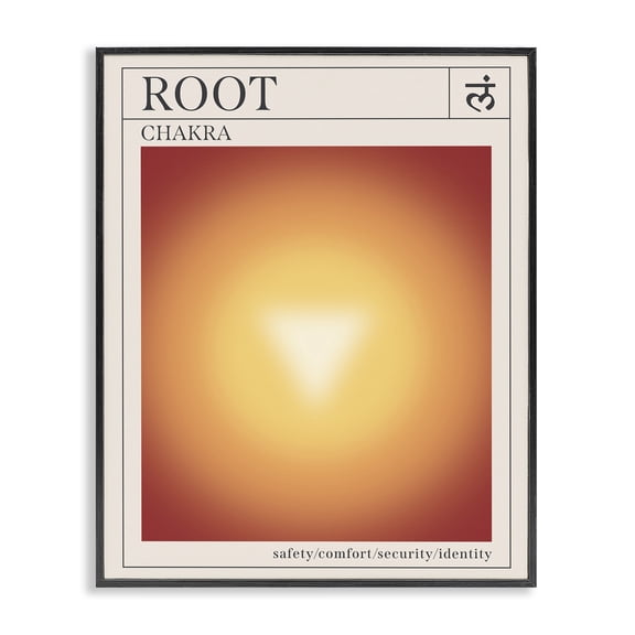 Stupell Industries Root Chakra Meditation Spiritual Painting Black Framed Art Print Wall Art, 11 x 14