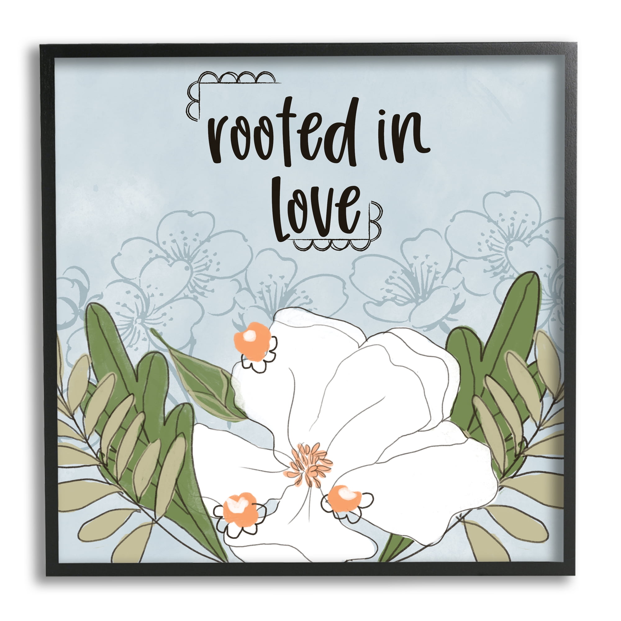 Stupell Industries Rooted In Love Phrase Fluid Floral White Flower, 12 x 12, Designed by Terri Conrad