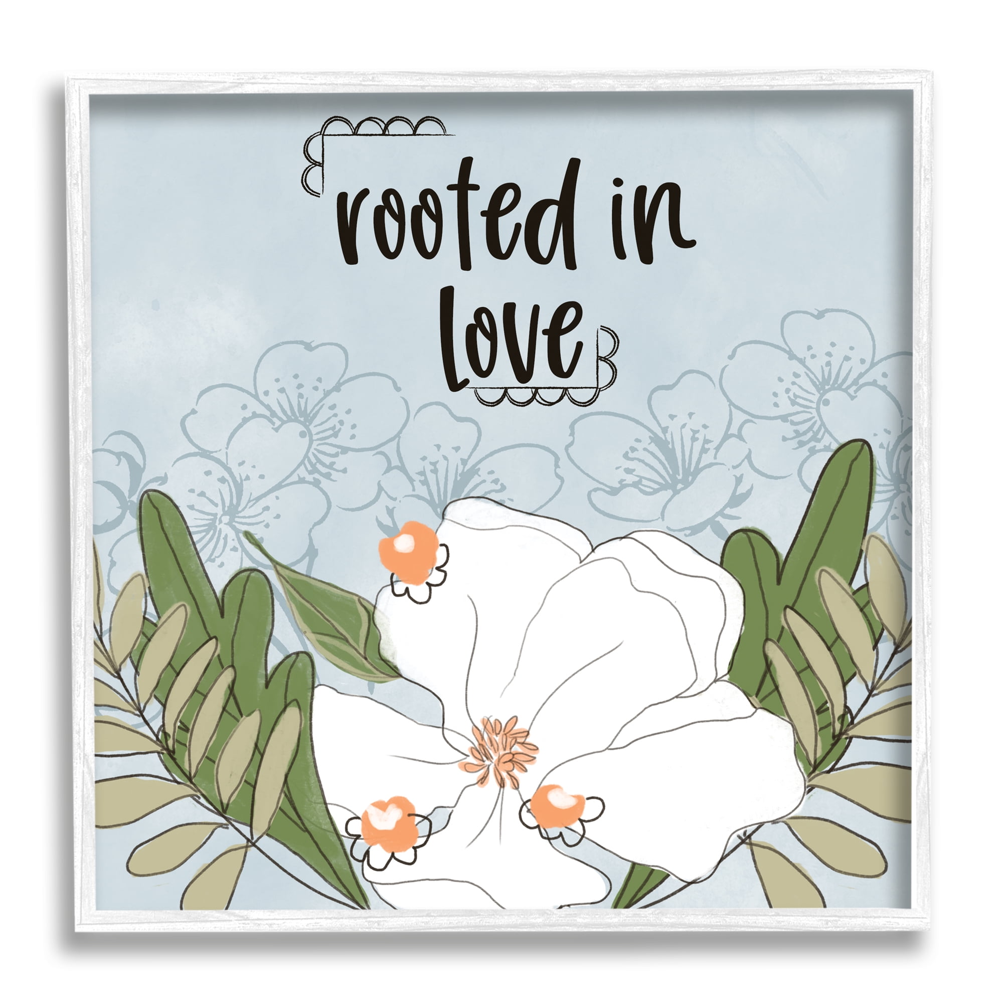 Stupell Industries Rooted In Love Phrase Fluid Floral White Flower, 12 x 12, Designed by Terri Conrad
