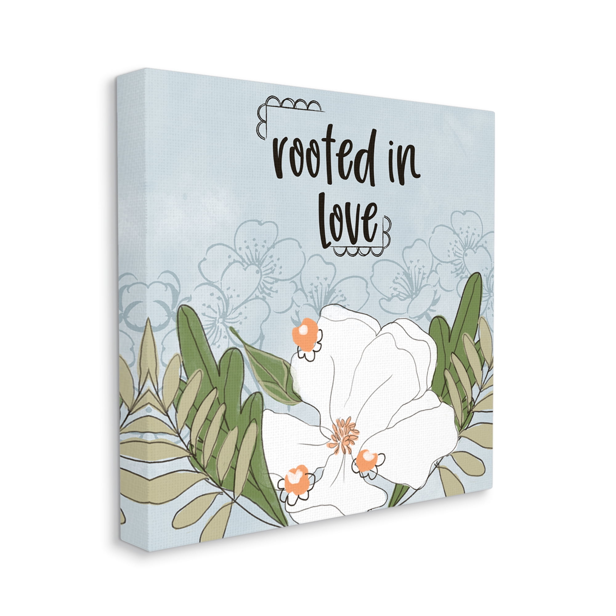 Stupell Industries Rooted In Love Phrase Fluid Floral White Flower, 24 x 24, Designed by Terri Conrad