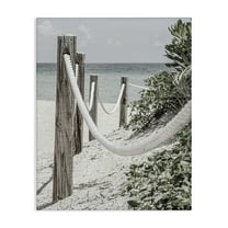 Stupell Industries Rope Fence Beach Landscape Photography Gallery Wrapped Canvas Art Print Wall Art, 16 x 20