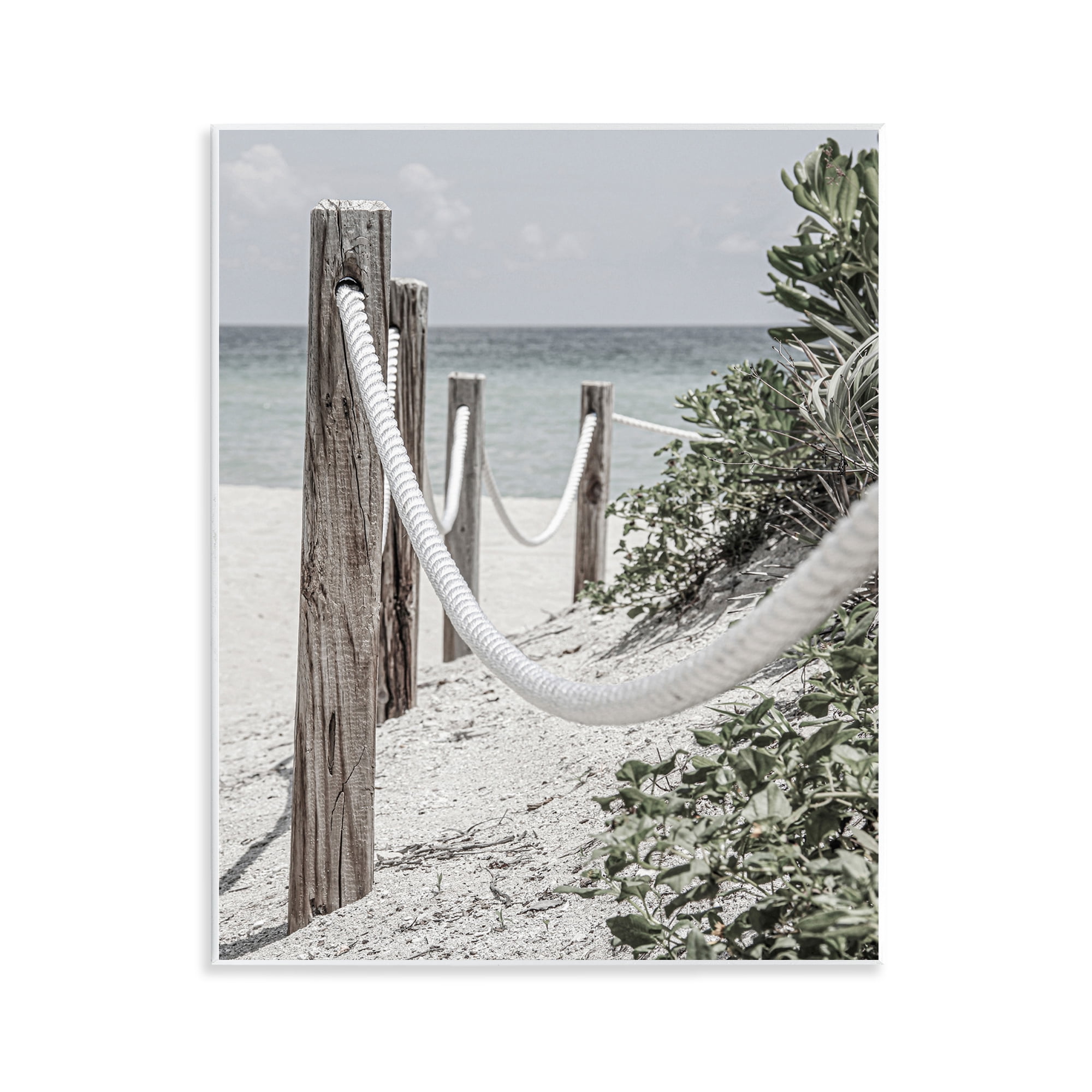 Stupell Industries Rope Fence Beach Landscape Photography Unframed Art Print Wall Art, 11 x 14
