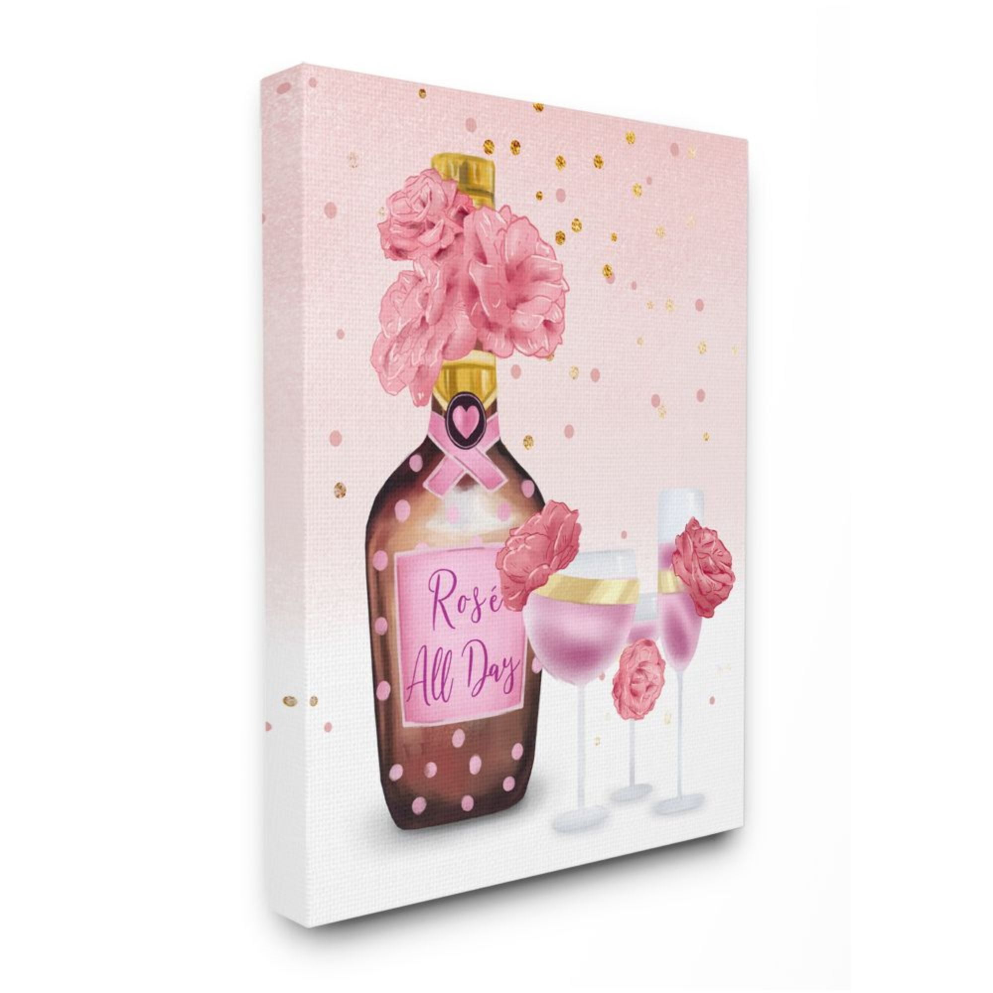 Stupell Industries Rosé All Day Quote with Pink Polka Dot Details Design by Ziwei Li, 30" x 40"