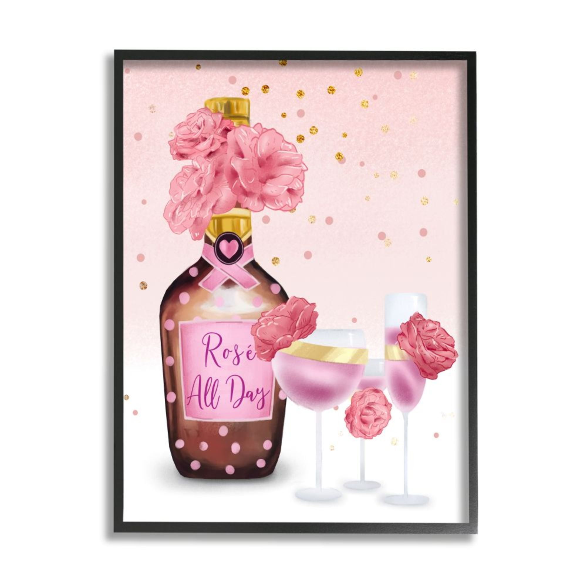 Stupell Industries Rosé All Day Quote with Pink Polka Dot Details Design by Ziwei Li