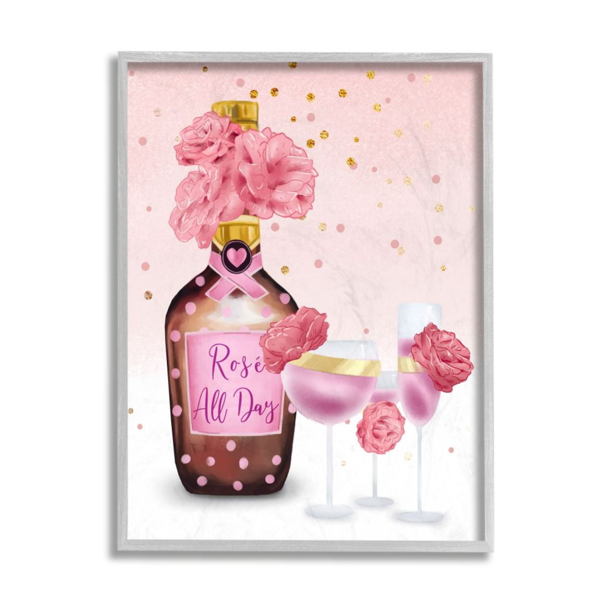 Stupell Industries Rosé All Day Quote with Pink Polka Dot Details Design by Ziwei Li