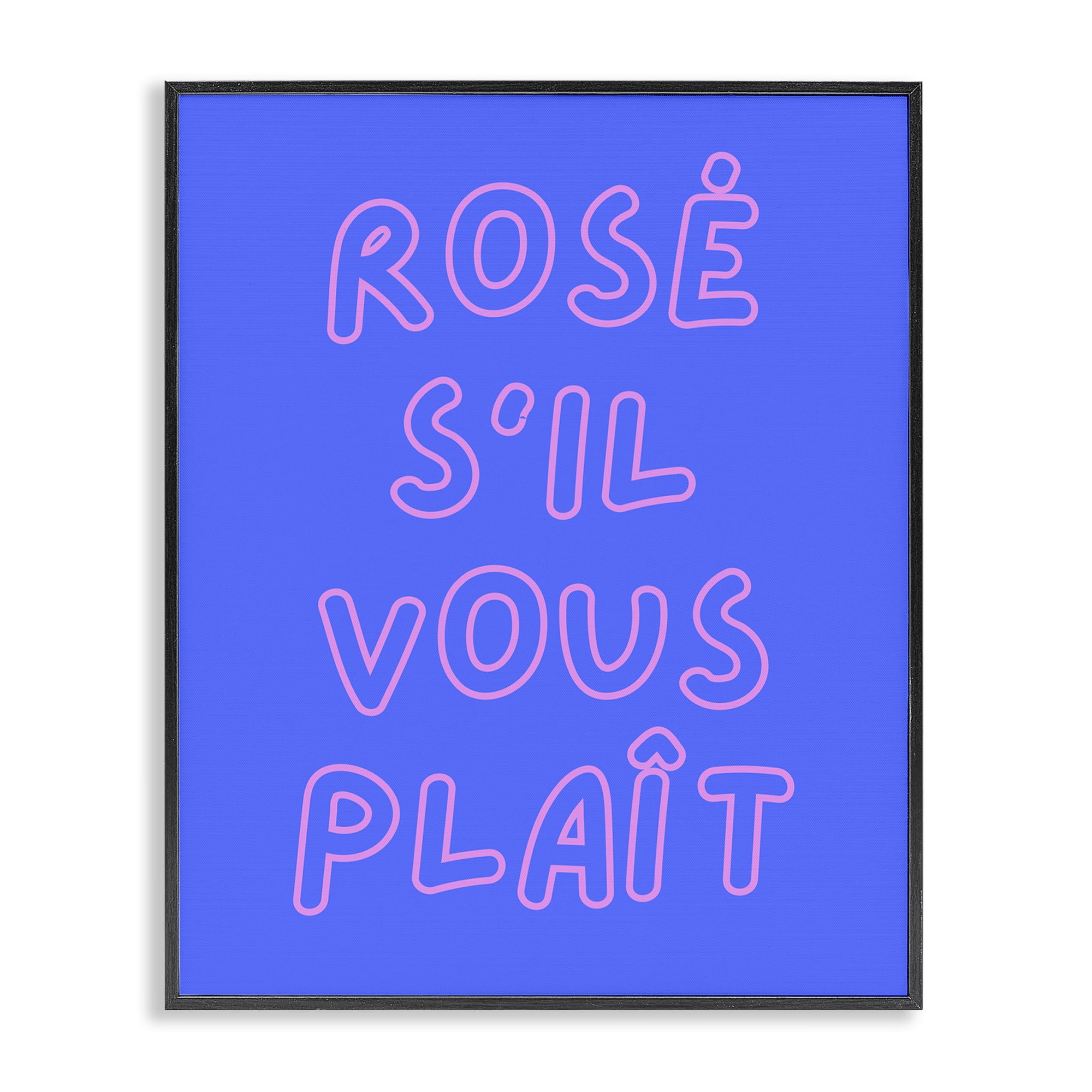 Stupell Industries Rosé Please Phrase Food & Beverage Painting Black Framed Art Print Wall Art, 16 x 20