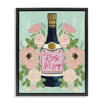Stupell Industries Rose All Day Champagne Food & Beverage Painting Black Floater Framed Canvas Art Print Wall Art, 17 x 21