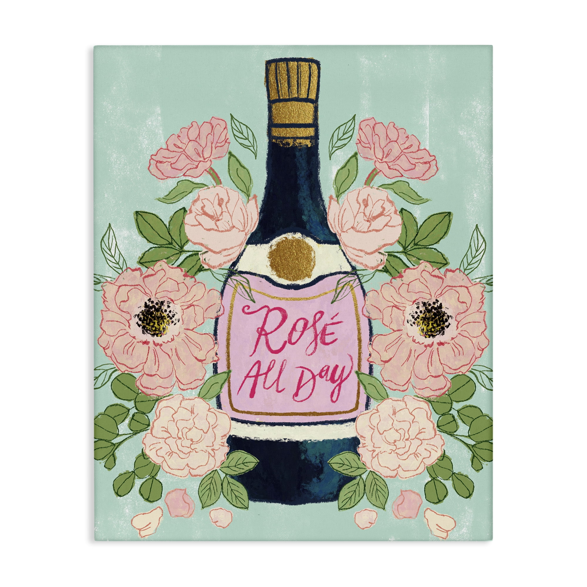 Stupell Industries Rose All Day Champagne Food & Beverage Painting Wrapped Canvas Art Print Wall Art, 30 x 40